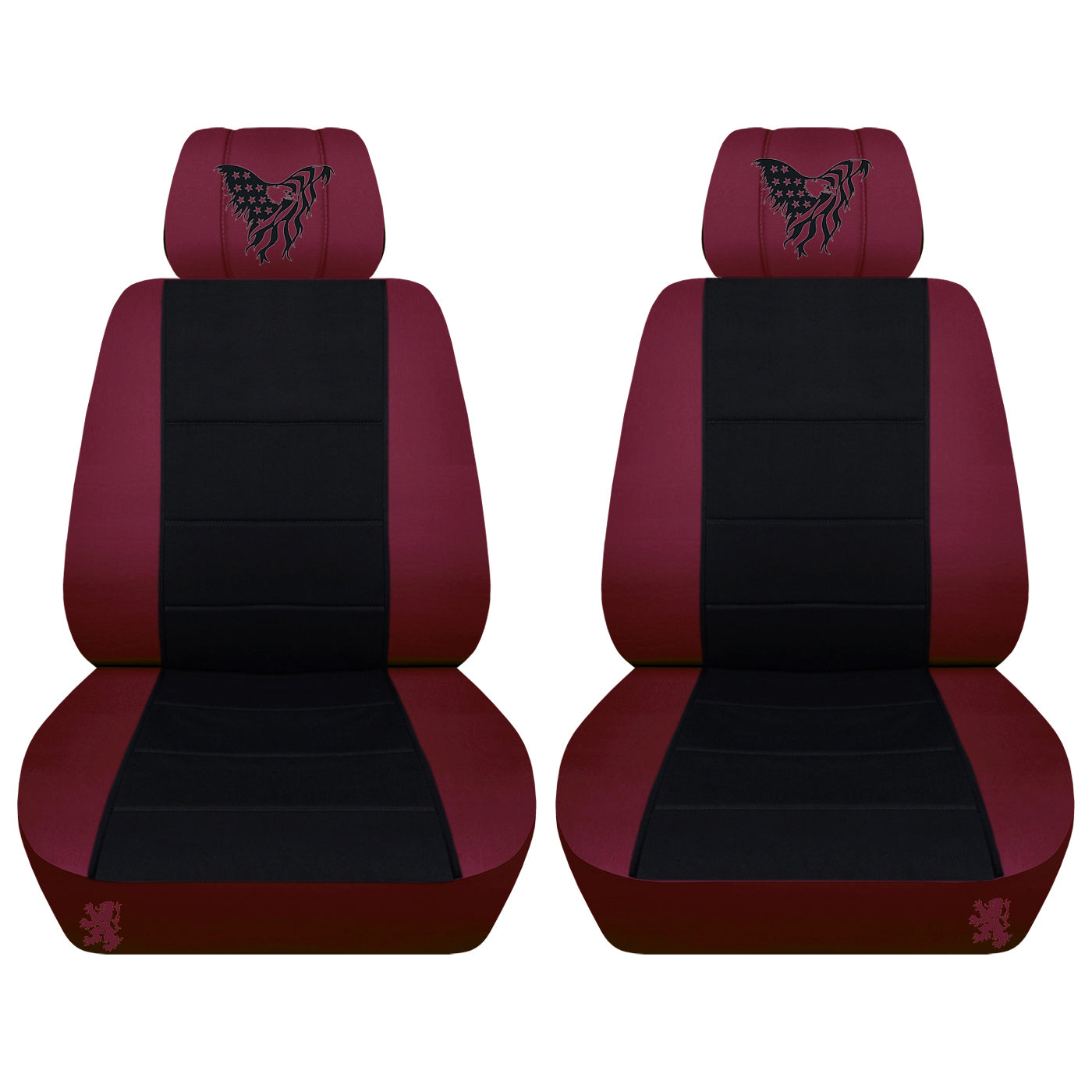 Dodge Ram Car Seat Covers - American Bald Eagle Embroidered on Headrest Covers