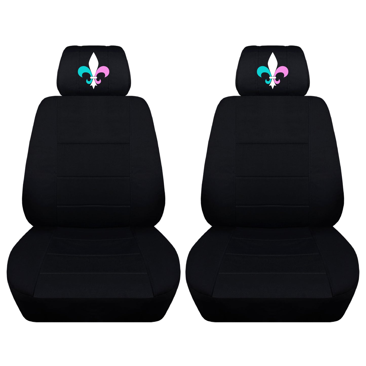 Two Front Two Tone Seat Covers with a Fleur Embroidered on Headrest Covers Fits Honda CR-V Side Airbag Friendly