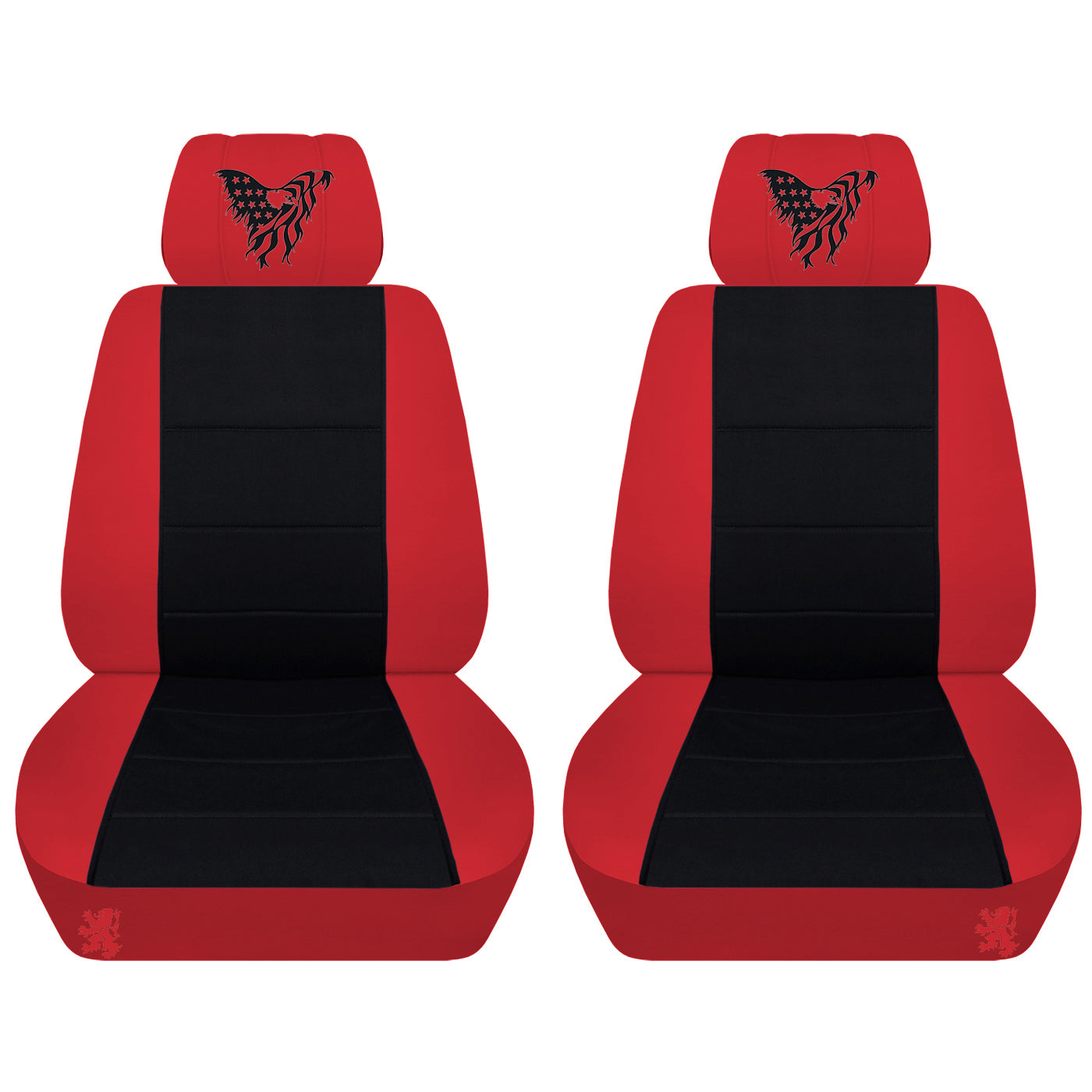 Dodge Ram Car Seat Covers - American Bald Eagle Embroidered on Headrest Covers