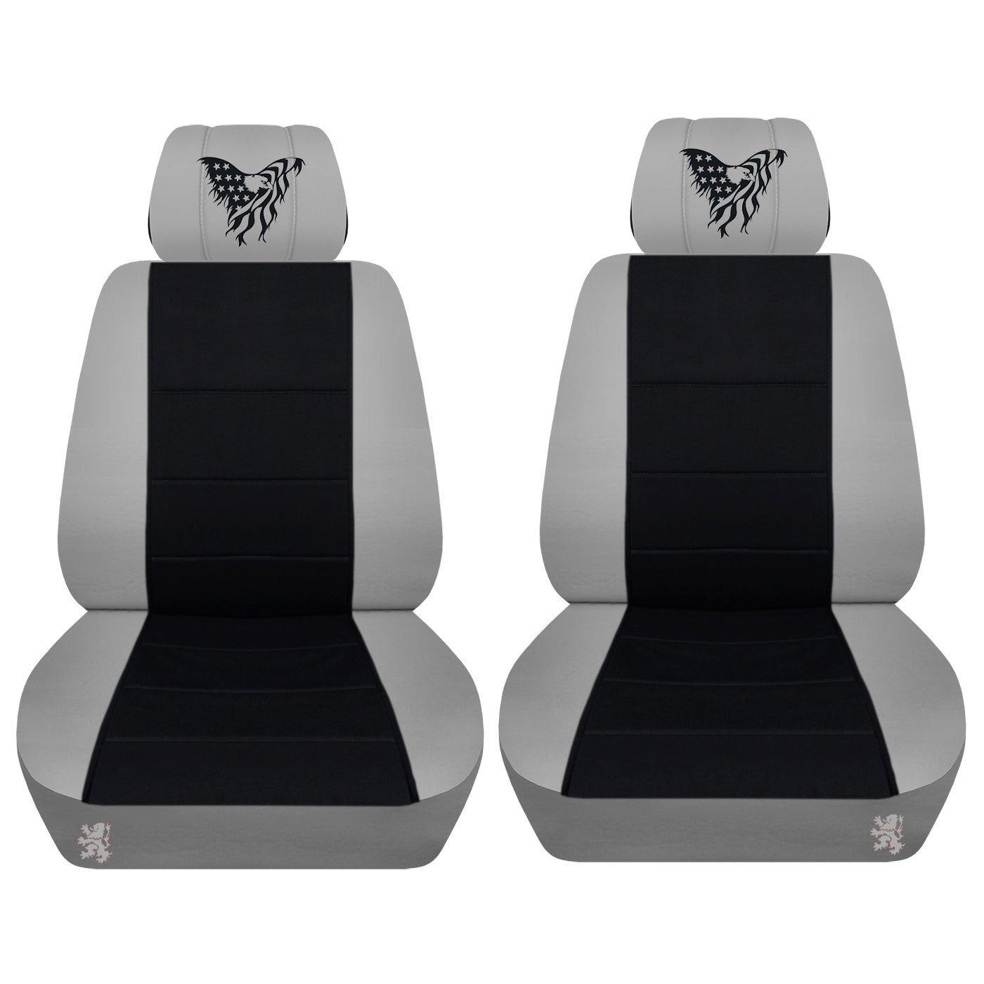 Dodge Ram Car Seat Covers - American Bald Eagle Embroidered on Headrest Covers