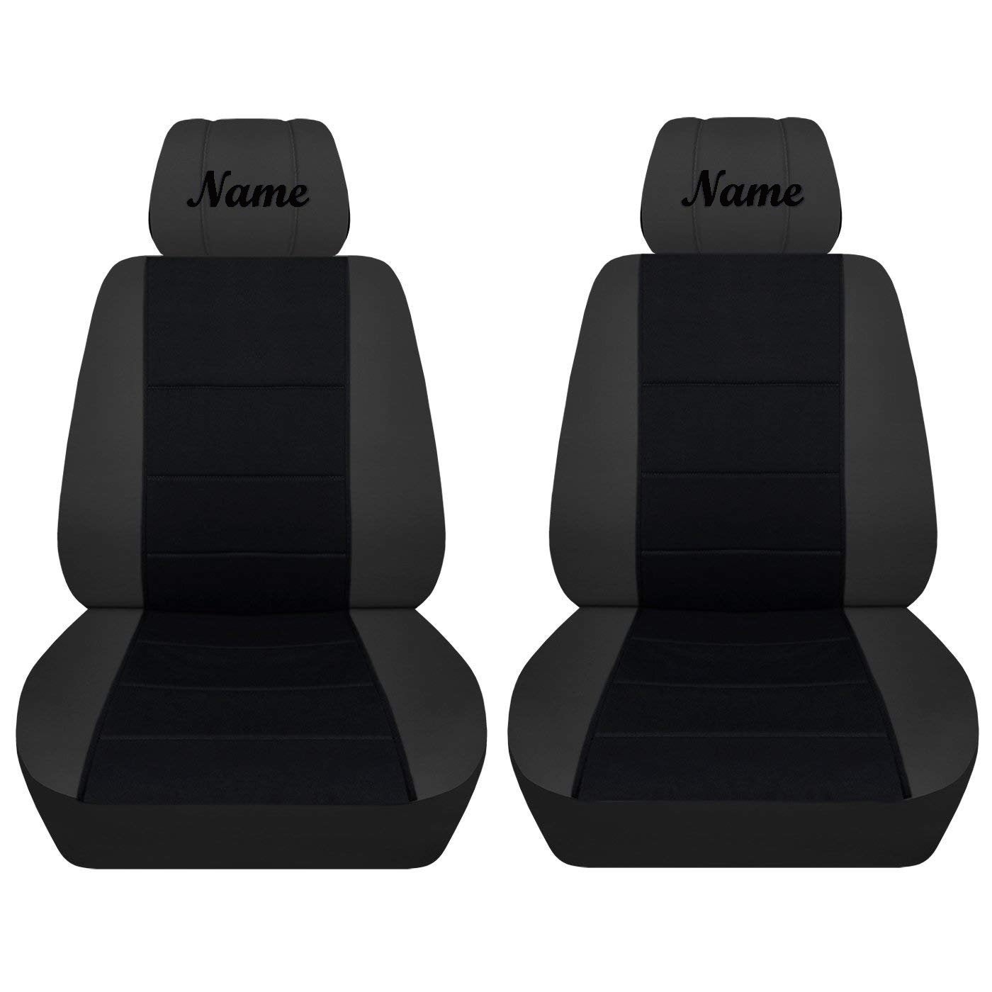 Seat Covers for Chevy Silverado - Front Bucket Chevy Seat Covers with Black Insert and Embroidered Name (Your Choice) Fits 2015 - 2018 Model