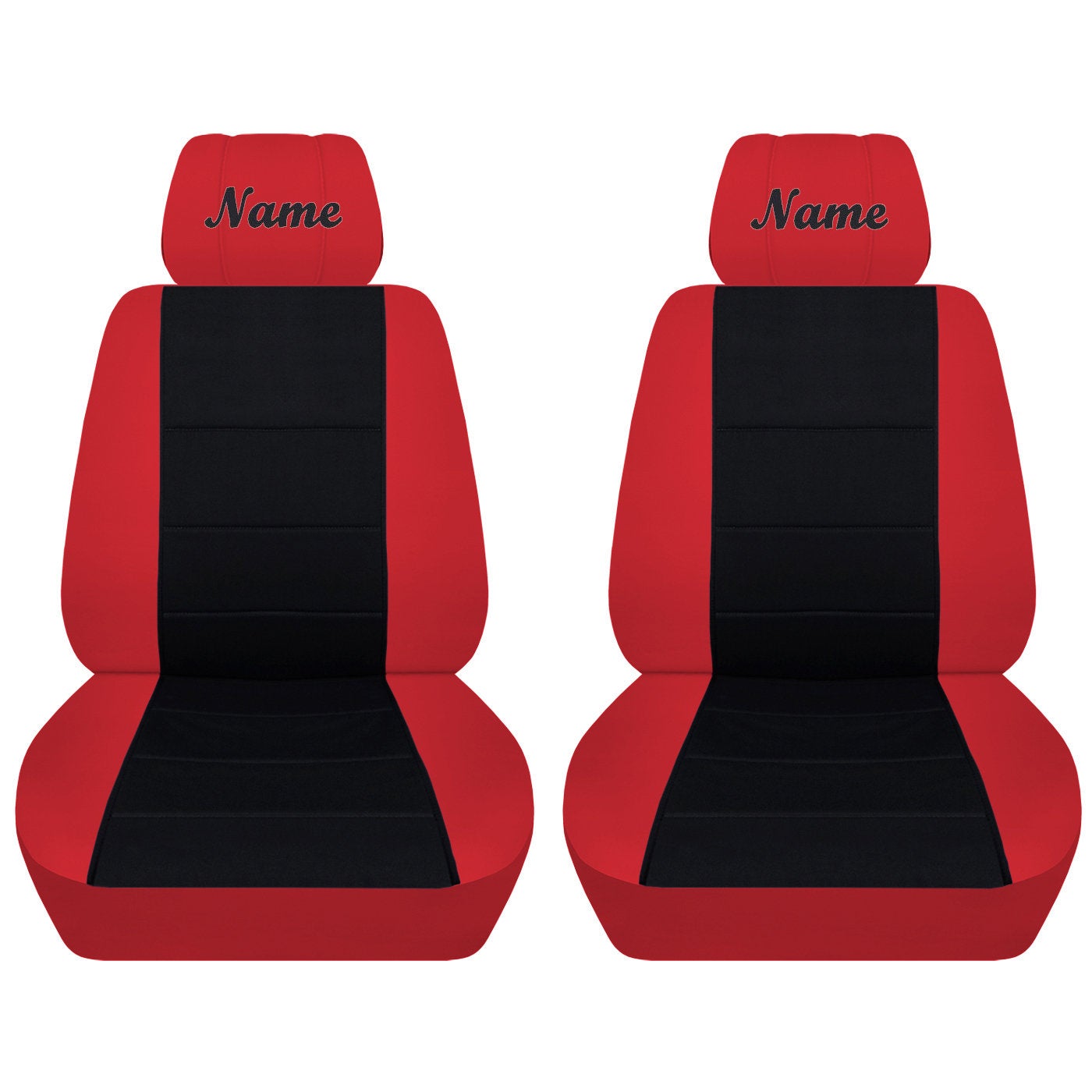 Seat Covers for Chevy Silverado - Front Bucket Chevy Seat Covers with Black Insert and Embroidered Name (Your Choice) Fits 2015 - 2018 Model