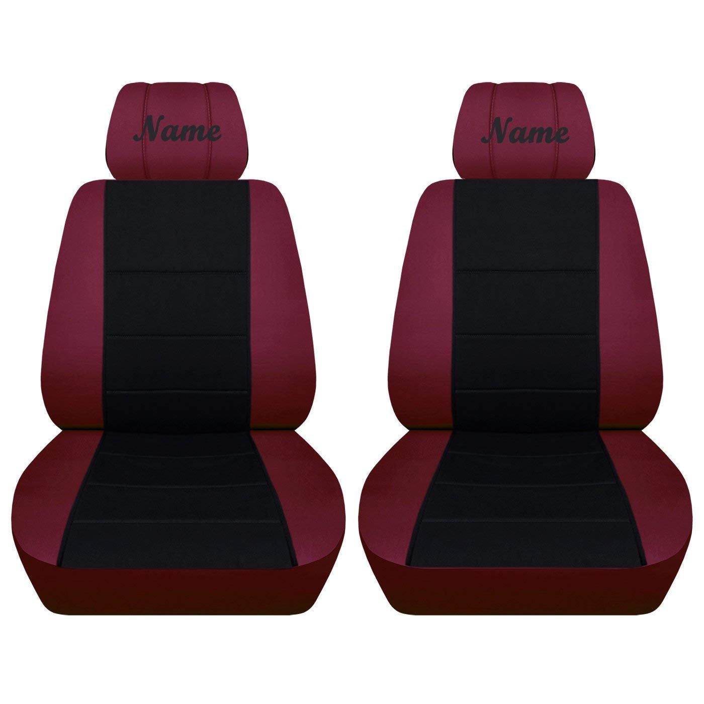 Seat Covers for Chevy Silverado - Front Bucket Chevy Seat Covers with Black Insert and Embroidered Name (Your Choice) Fits 2015 - 2018 Model