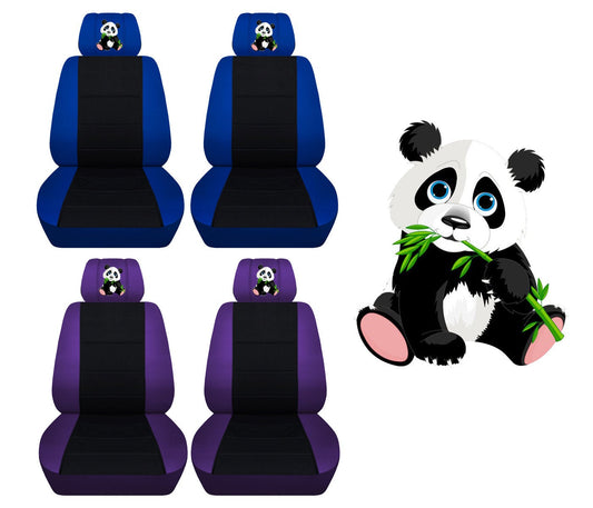 Jeep Wrangler JK Seat Covers - Front Bucket Seat Covers for 2011 to 2018 Jeep Wrangler JK - Airbag Friendly Embroidered Panda Car Seat Covers