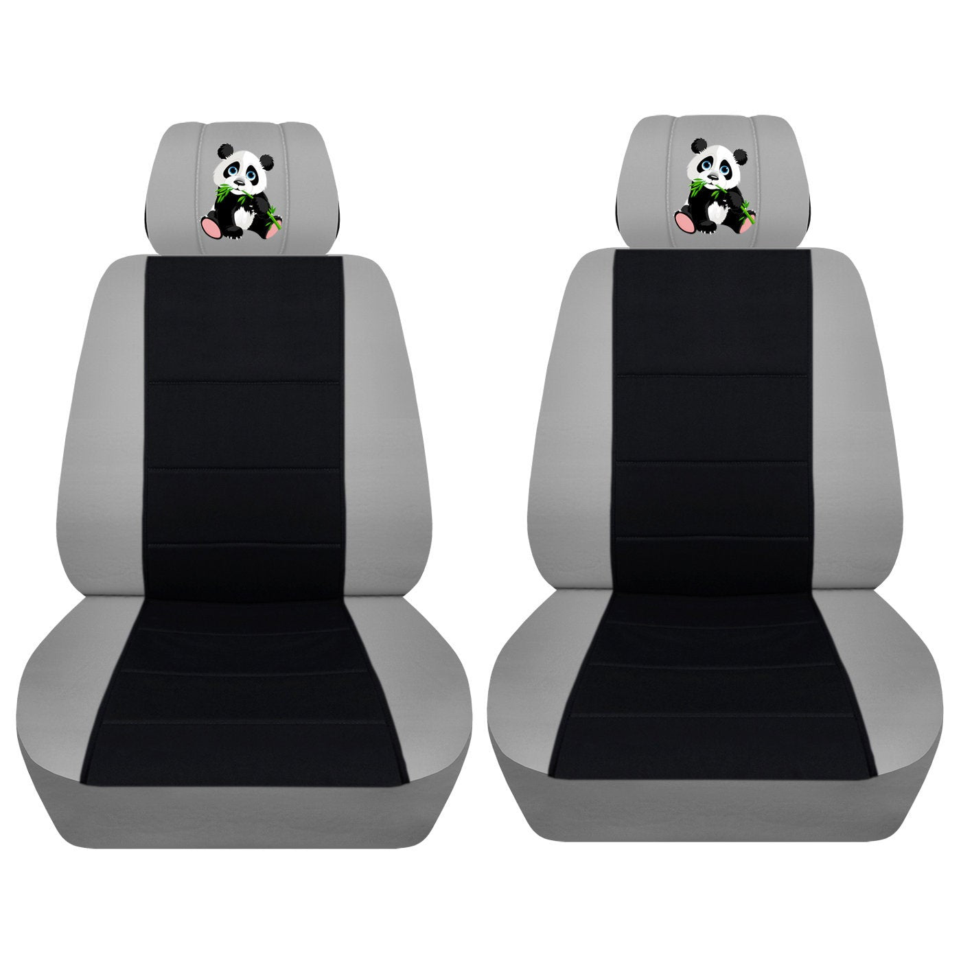 Jeep Wrangler JK Seat Covers - Front Bucket Seat Covers for 2011 to 2018 Jeep Wrangler JK - Airbag Friendly Embroidered Panda Car Seat Covers