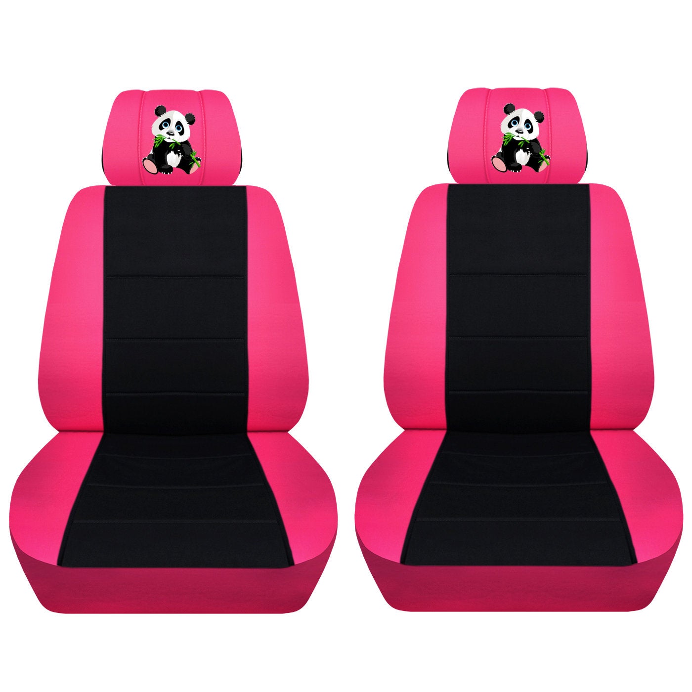 Jeep Wrangler JK Seat Covers - Front Bucket Seat Covers for 2011 to 2018 Jeep Wrangler JK - Airbag Friendly Embroidered Panda Car Seat Covers