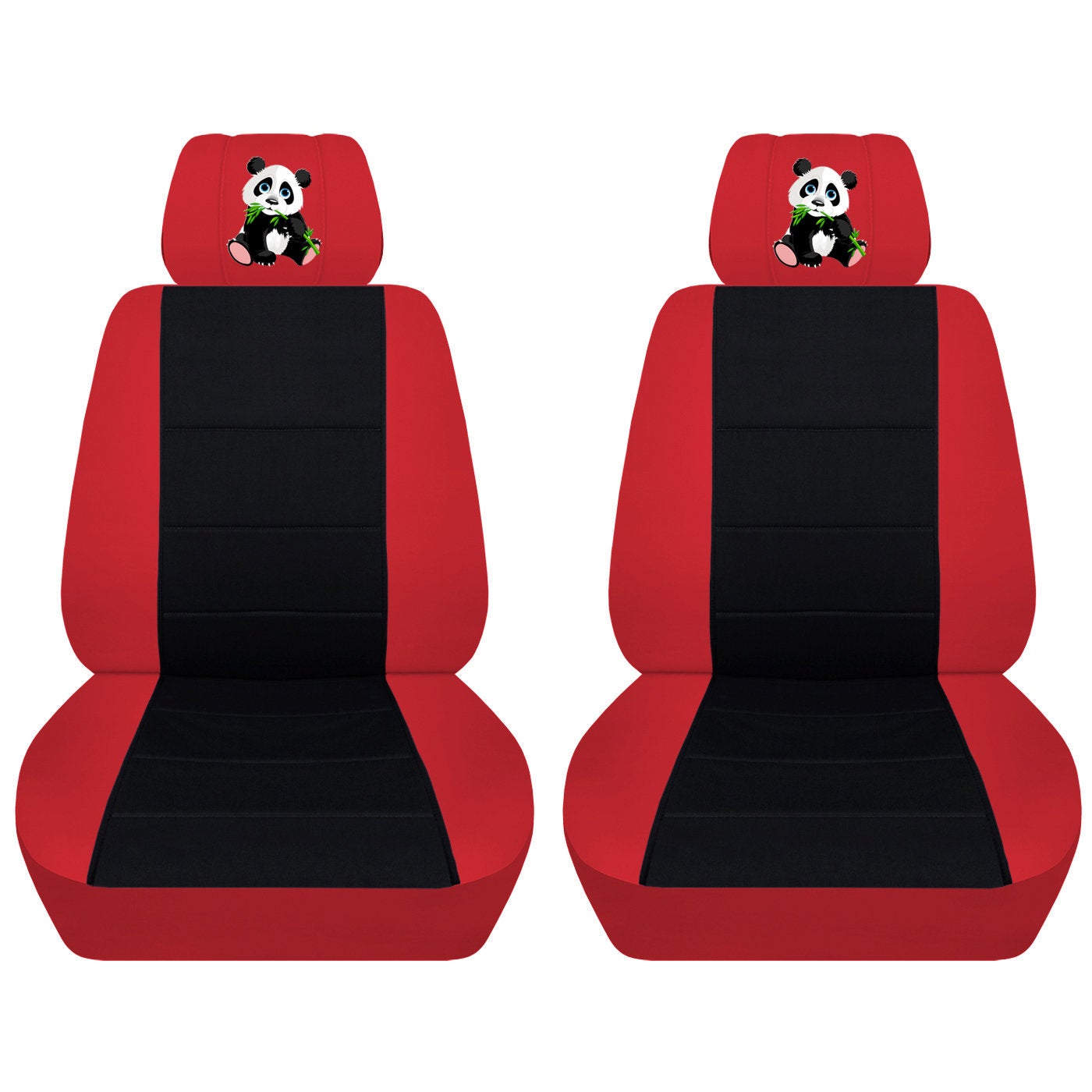 Jeep Wrangler JL Seat Covers - Front and Rear Seat Covers for 2019 to 2021 Jeep Wrangler JL - Airbag Friendly Embroidered Panda Car Seat Covers