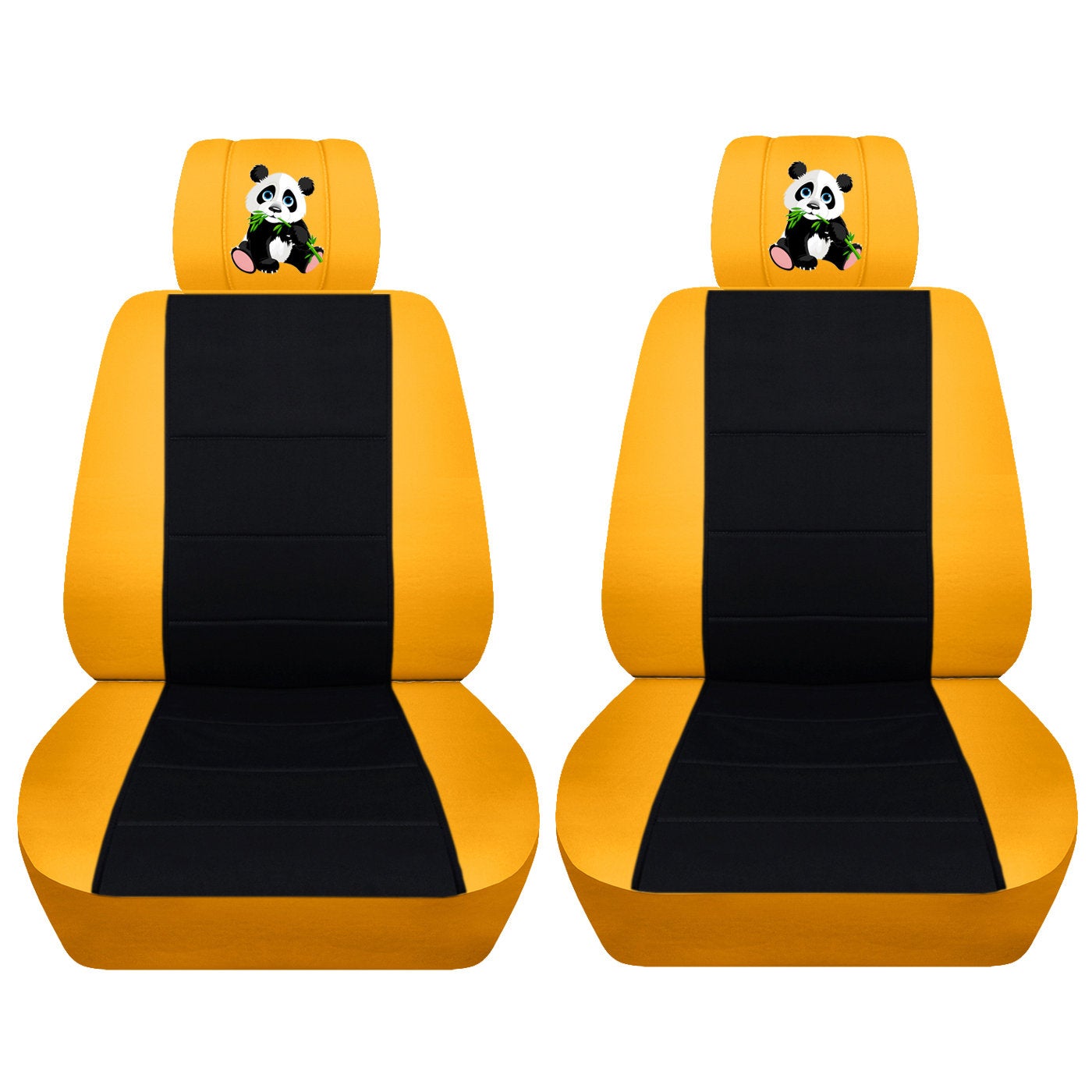 Jeep Wrangler JL Seat Covers - Front and Rear Seat Covers for 2019 to 2021 Jeep Wrangler JL - Airbag Friendly Embroidered Panda Car Seat Covers