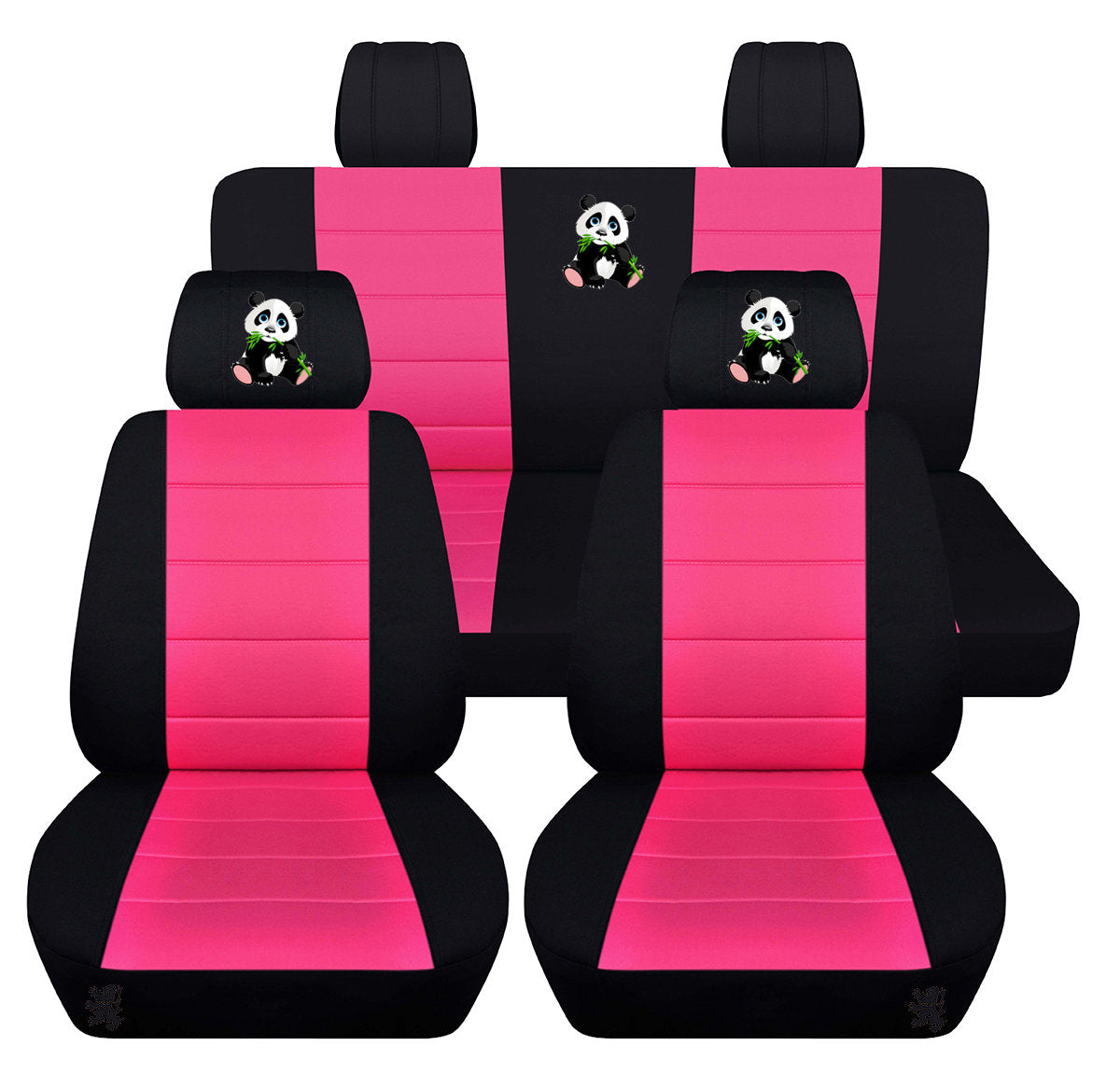 Jeep Wrangler JK Seat Covers - Front and Rear Seat Covers for 2011 to 2018 Jeep Wrangler JK - Airbag Friendly Embroidered Panda Car Seat Covers