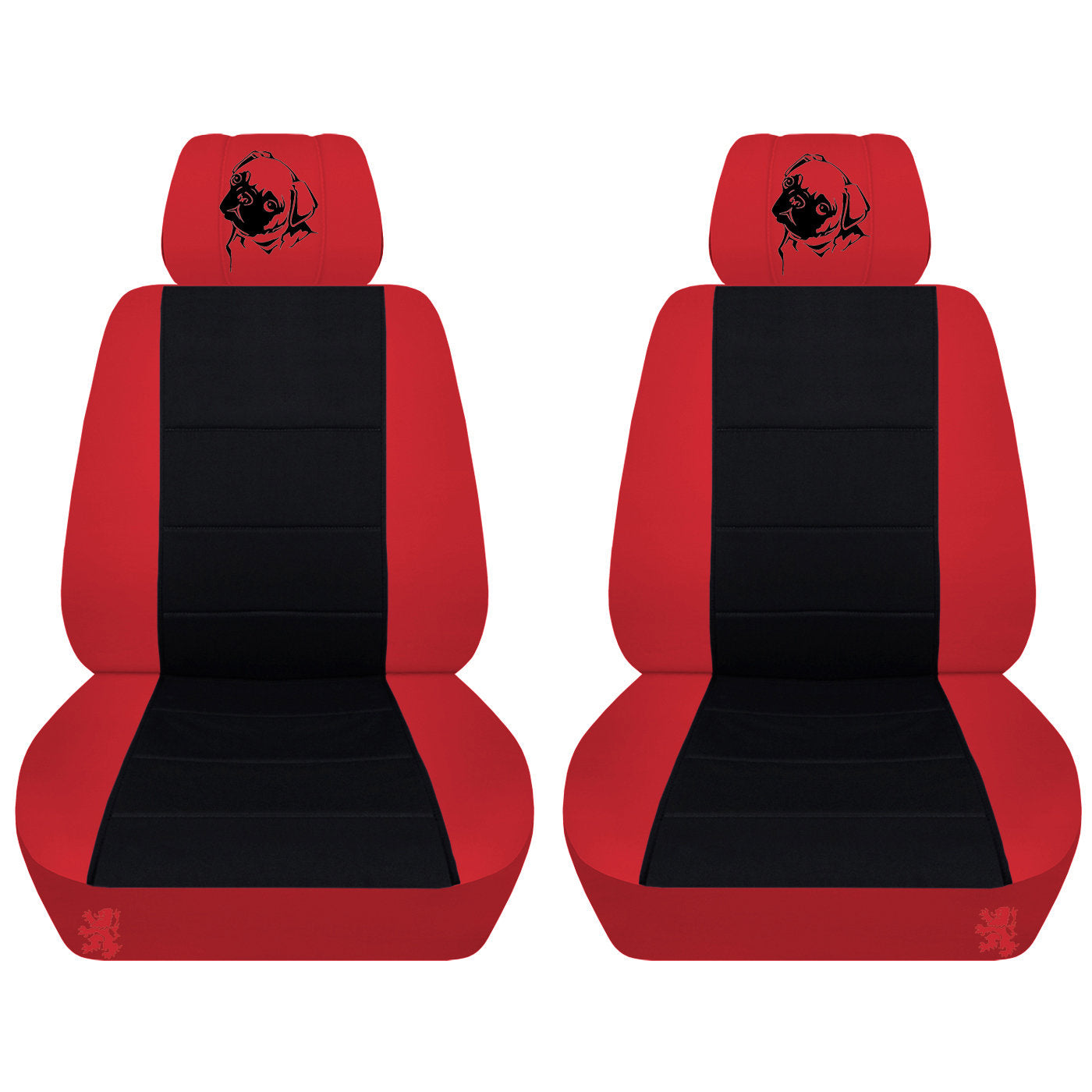 Seat Covers for Chevy Silverado - Front Bucket Chevy Seat Covers with Embroidered Pug Fits 2015 - 2018 Model