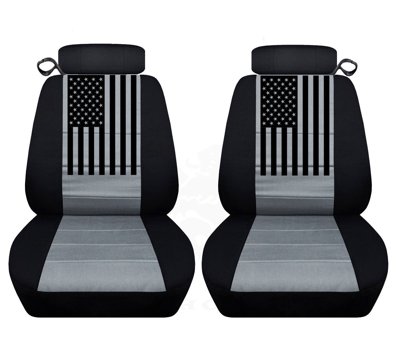 Ford Mustang Seat Covers - American Flag on Backrest - Front Set