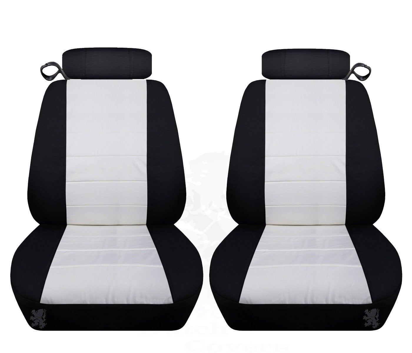 Front Seat Covers Two Tone Colors Fits a 1994 to 2004 Ford Mustang Separate Headrest Covers with Adjustment for Seat Belt Holder