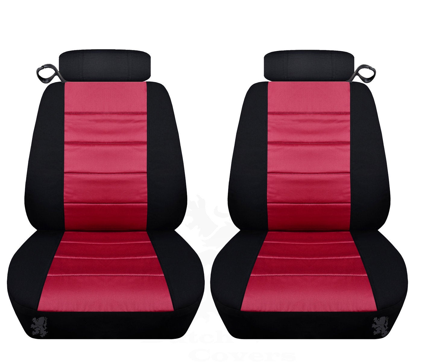 Front Seat Covers Two Tone Colors Fits a 1994 to 2004 Ford Mustang Separate Headrest Covers with Adjustment for Seat Belt Holder