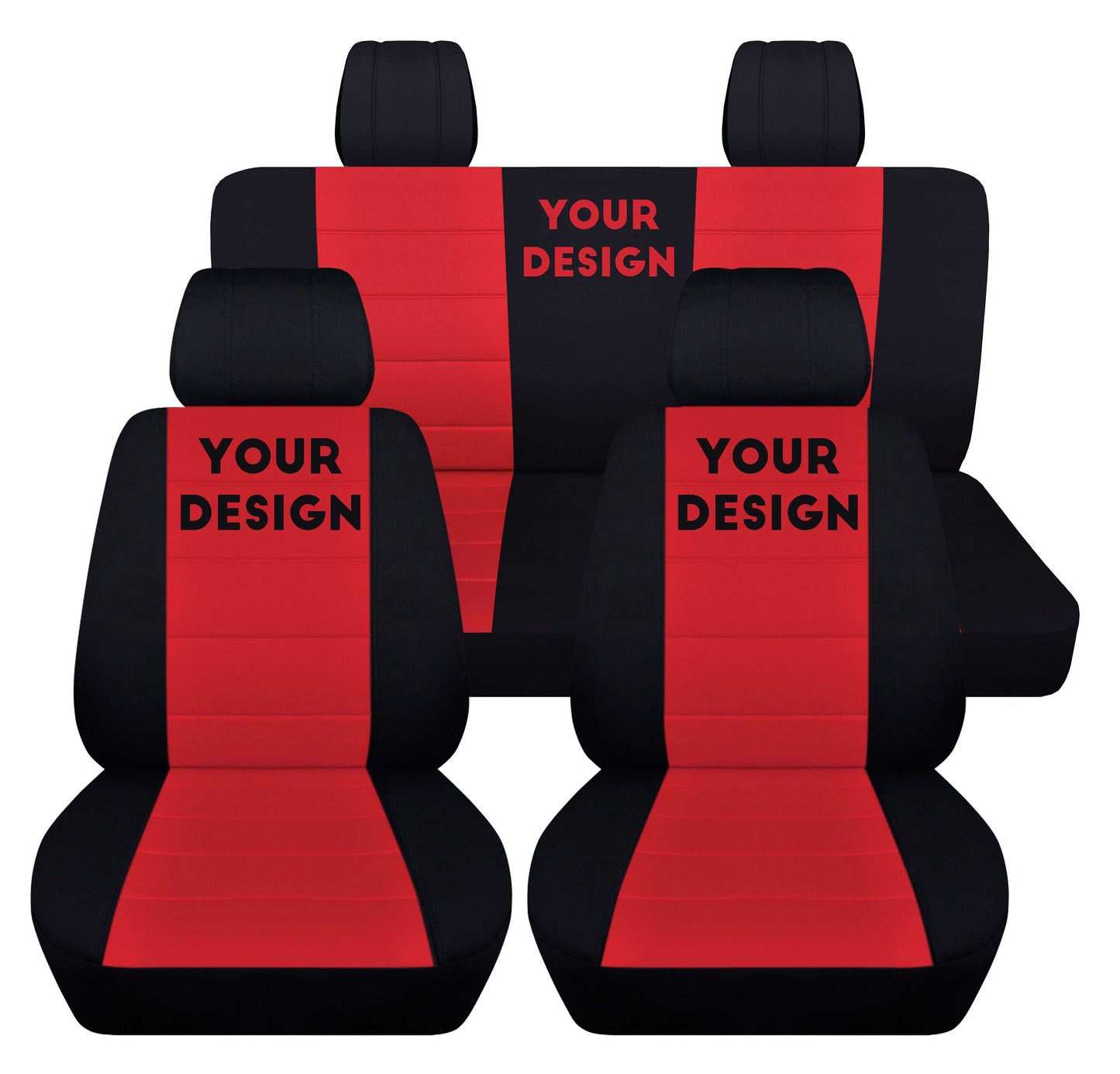 Jeep Wrangler JK Seat Covers - Front and Rear Seat Covers for 2011 to 2018 Jeep Wrangler JK - Airbag Friendly Embroidered Car Seat Covers - Design of Your Choice