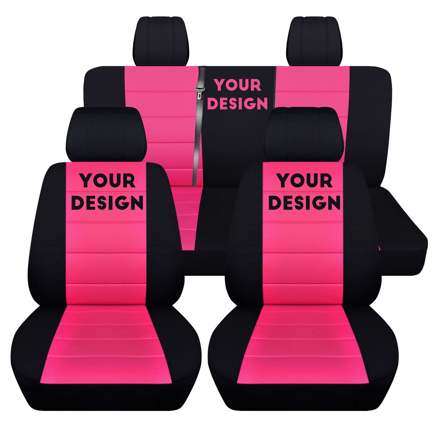 Jeep Wrangler JK Seat Covers - Front and Rear Seat Covers for 2011 to 2018 Jeep Wrangler JK - Airbag Friendly Embroidered Car Seat Covers - Design of Choice