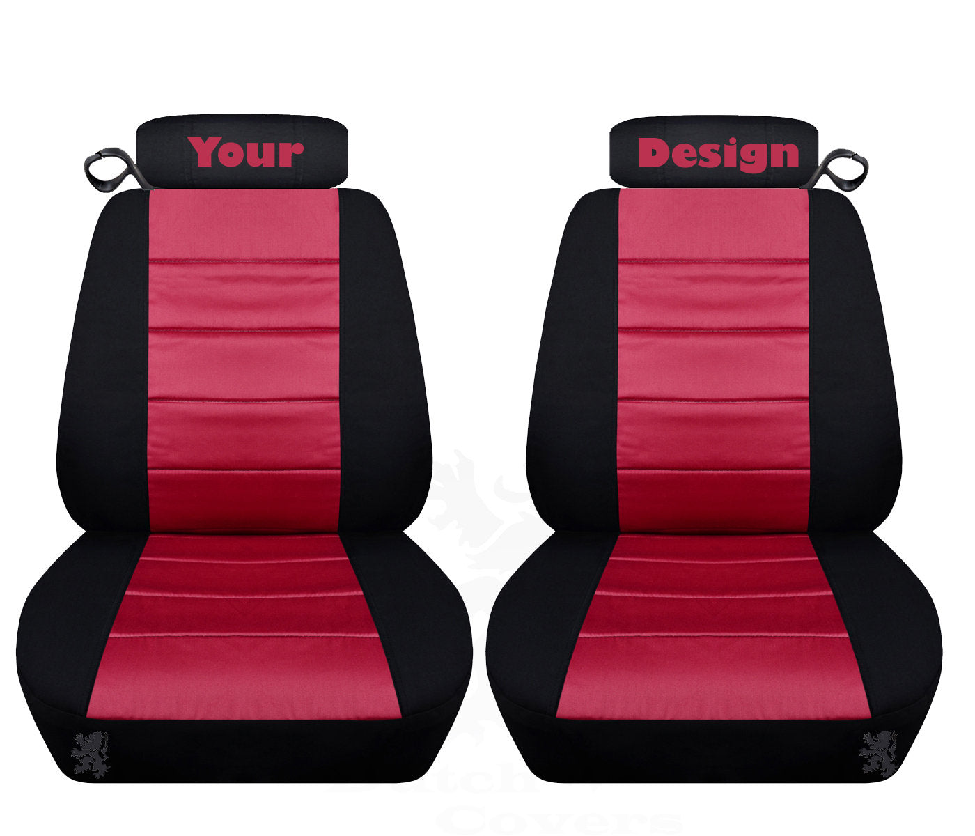 Ford Mustang Seat Covers - Coupe or Convertible - Embroidered Design (Your Choice) on Headrest Covers