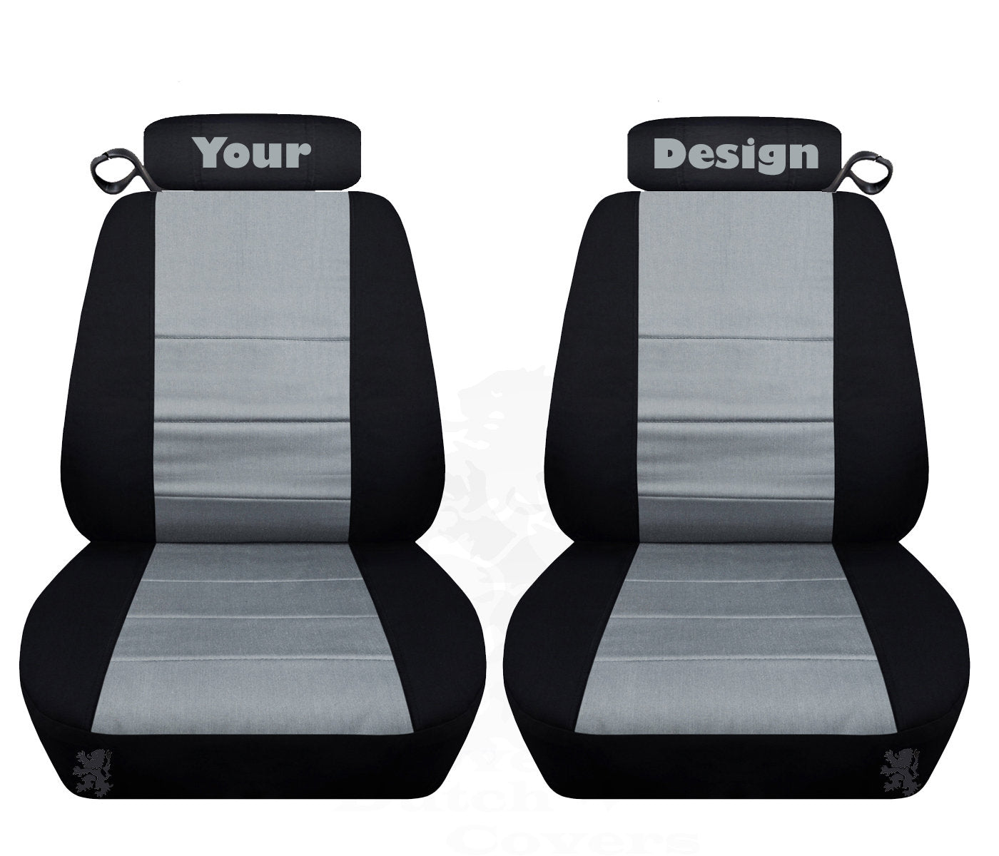 Ford Mustang Seat Covers - Coupe or Convertible - Embroidered Design (Your Choice) on Headrest Covers