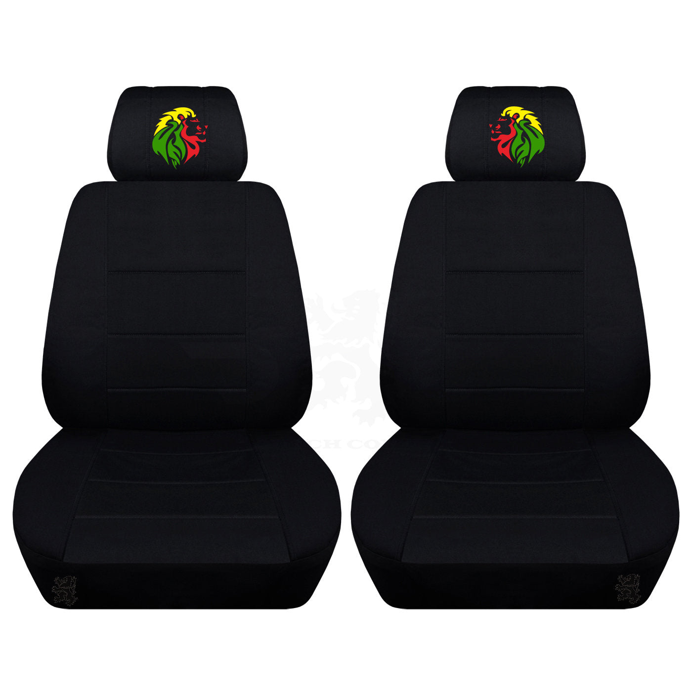 Dodge Ram Seat Covers - Embroidered Lion on Headrest Covers