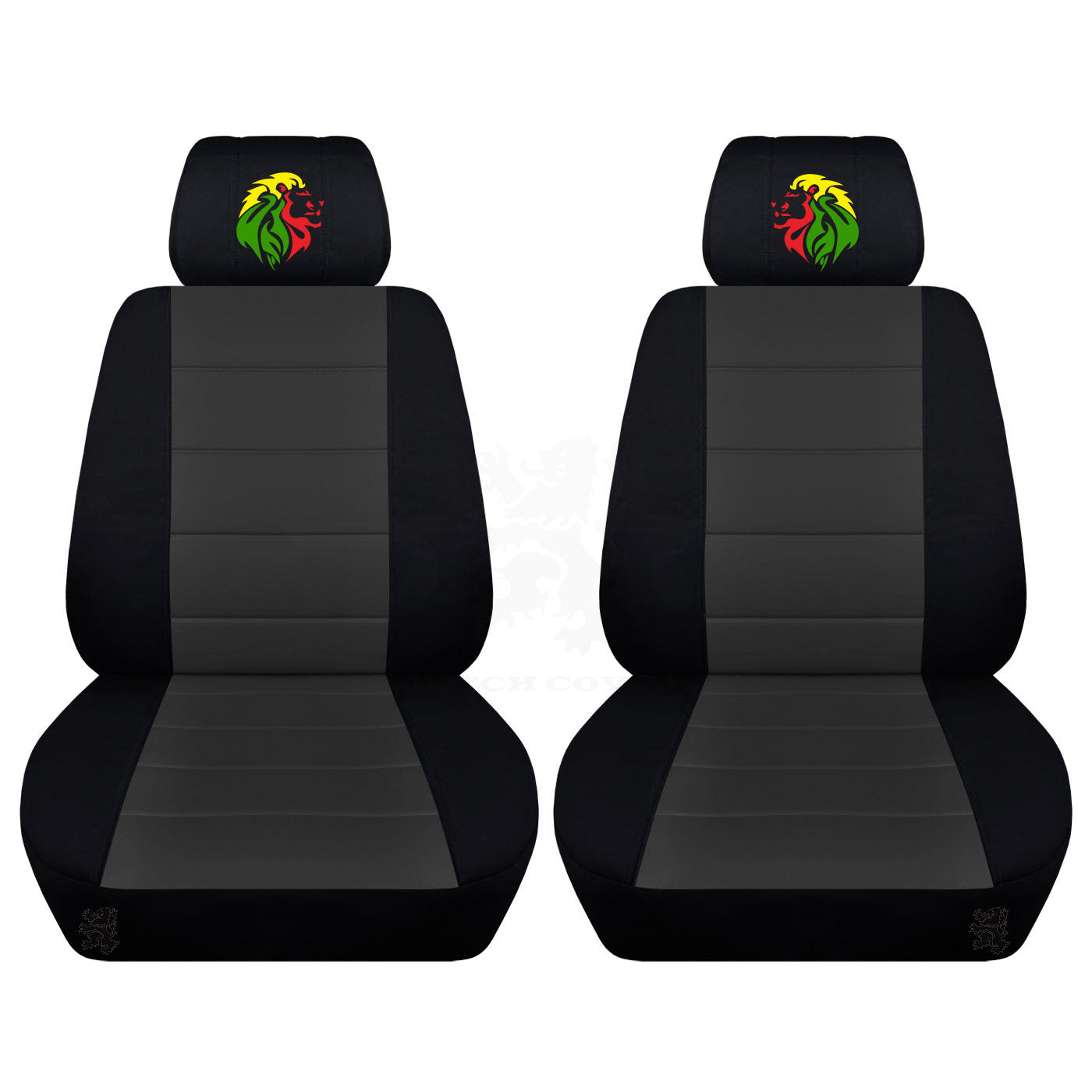 Dodge Ram Seat Covers - Embroidered Lion on Headrest Covers