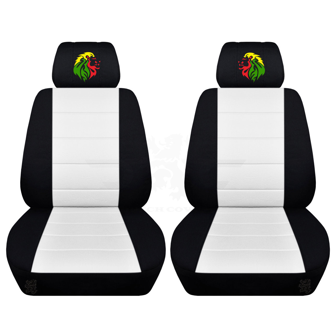 Dodge Ram Seat Covers - Embroidered Lion on Headrest Covers