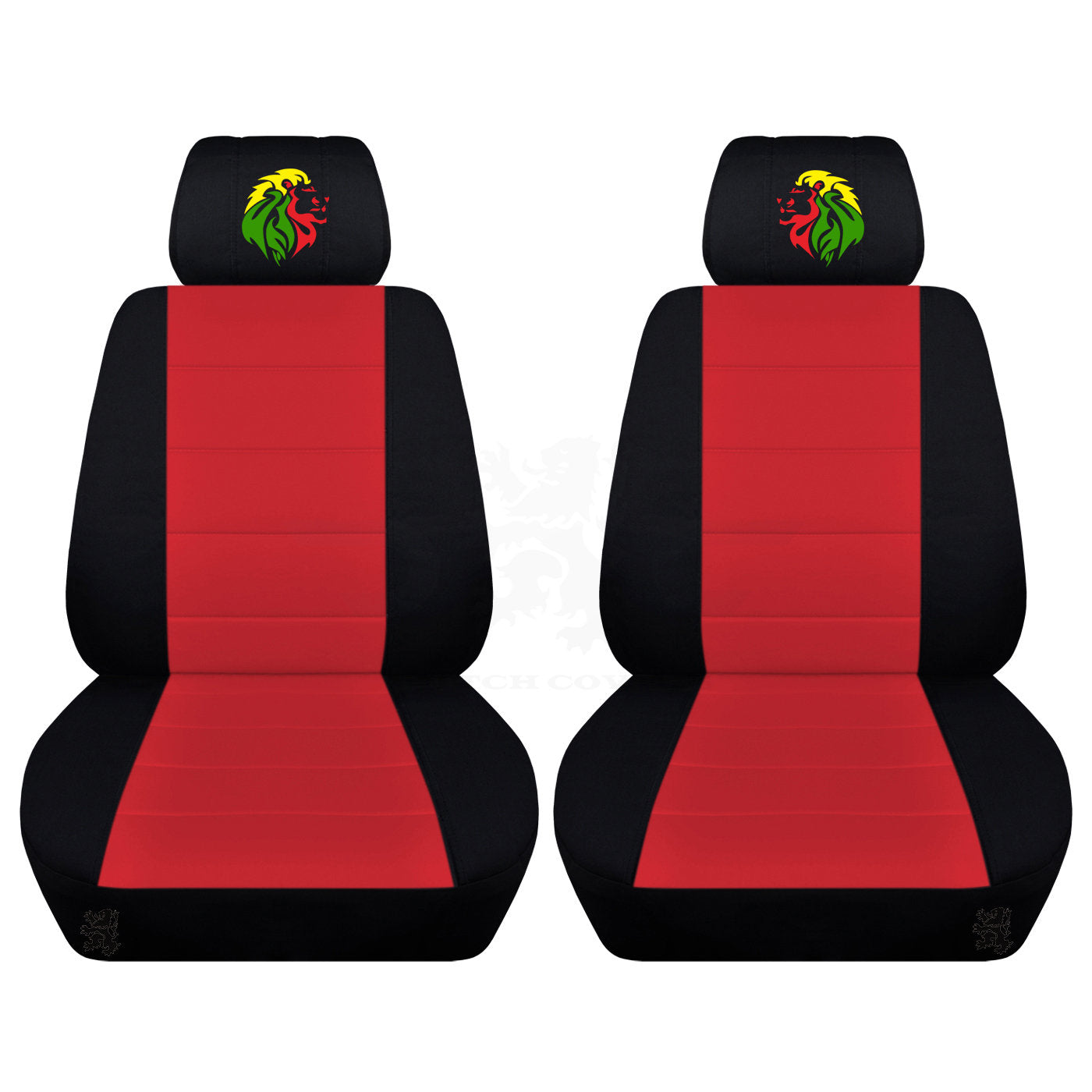 Dodge Ram Seat Covers - Embroidered Lion on Headrest Covers