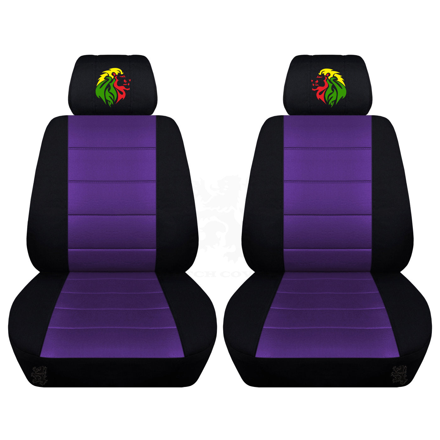 Dodge Ram Seat Covers - Embroidered Lion on Headrest Covers