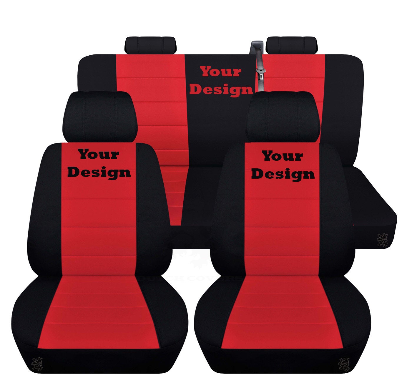 Seat Covers for Chevy Silverado - Front and Rear Chevy Seat Covers with Embroidered Design (Your Choice) Fits 2015 - 2018 Model