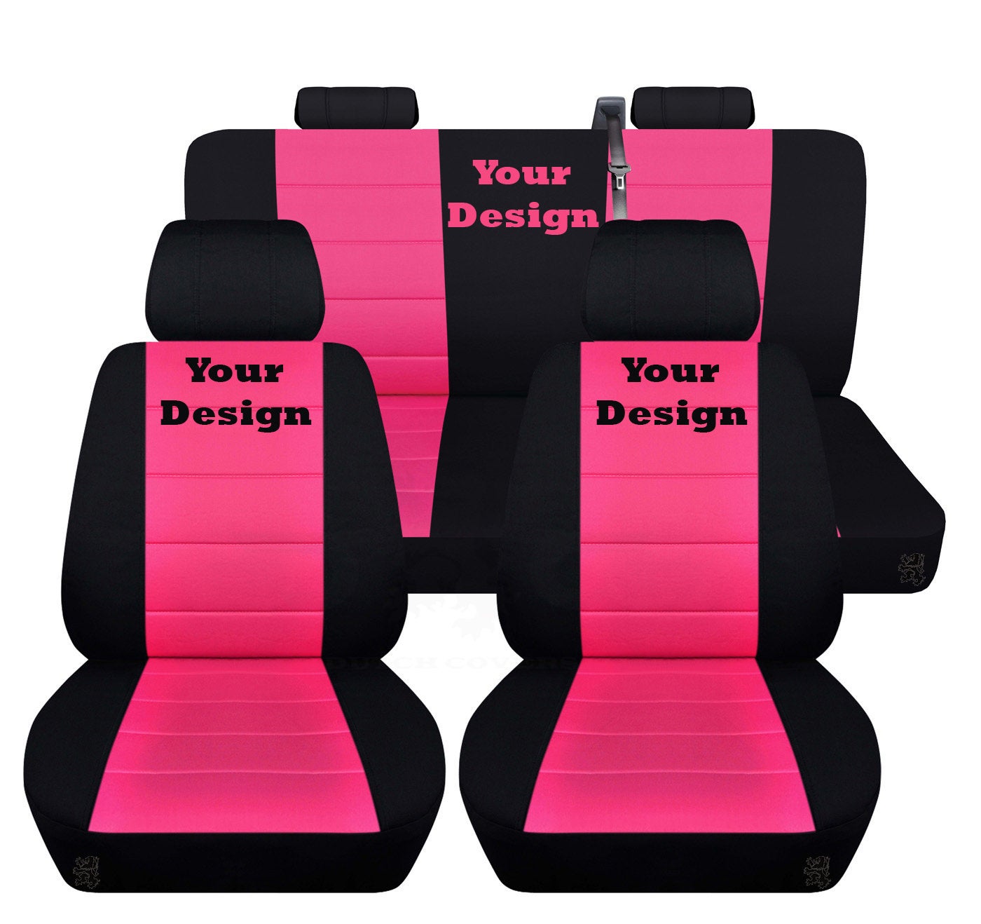 Seat Covers for Chevy Silverado - Front and Rear Chevy Seat Covers with Embroidered Design (Your Choice) Fits 2015 - 2018 Model