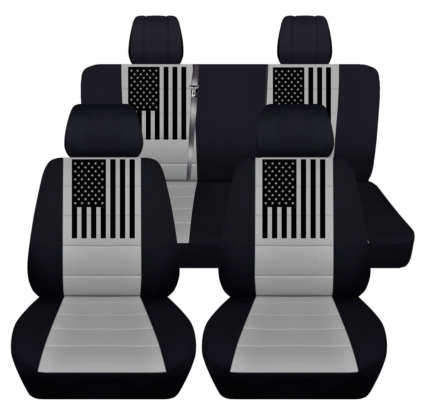 Jeep Wrangler JK Seat Covers - Front and Rear Seat Covers for 2011 to 2018 Jeep Wrangler JK - Airbag Friendly Patriotic Car Seat Covers