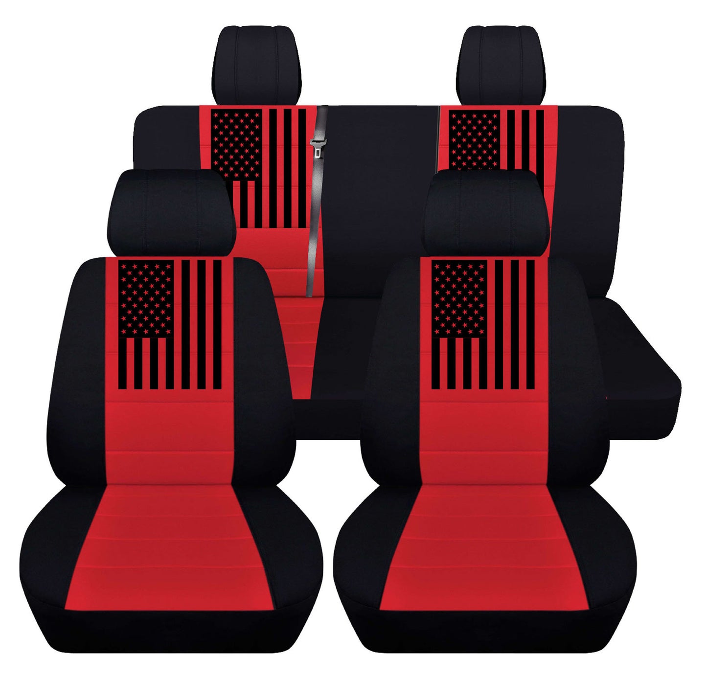 Jeep Wrangler JK Seat Covers - Front and Rear Seat Covers for 2011 to 2018 Jeep Wrangler JK - Airbag Friendly Patriotic Car Seat Covers