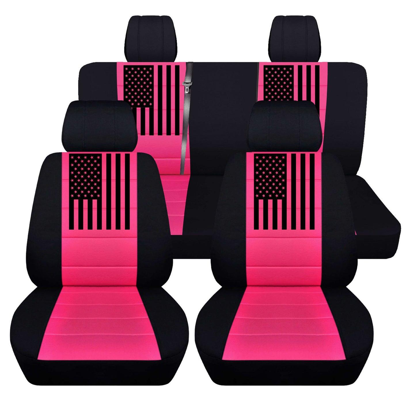 Jeep Wrangler JK Seat Covers - Front and Rear Seat Covers for 2011 to 2018 Jeep Wrangler JK - Airbag Friendly Patriotic Car Seat Covers