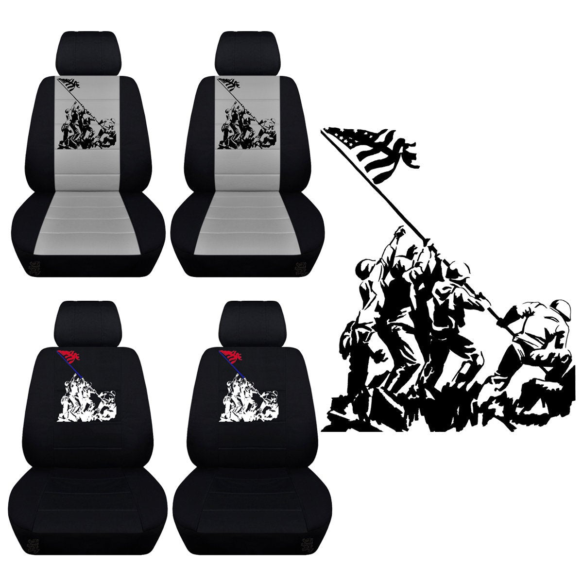 True Patriots Seat Covers Fits 2005 to 2010 Ford Mustang Separate Headrest Covers