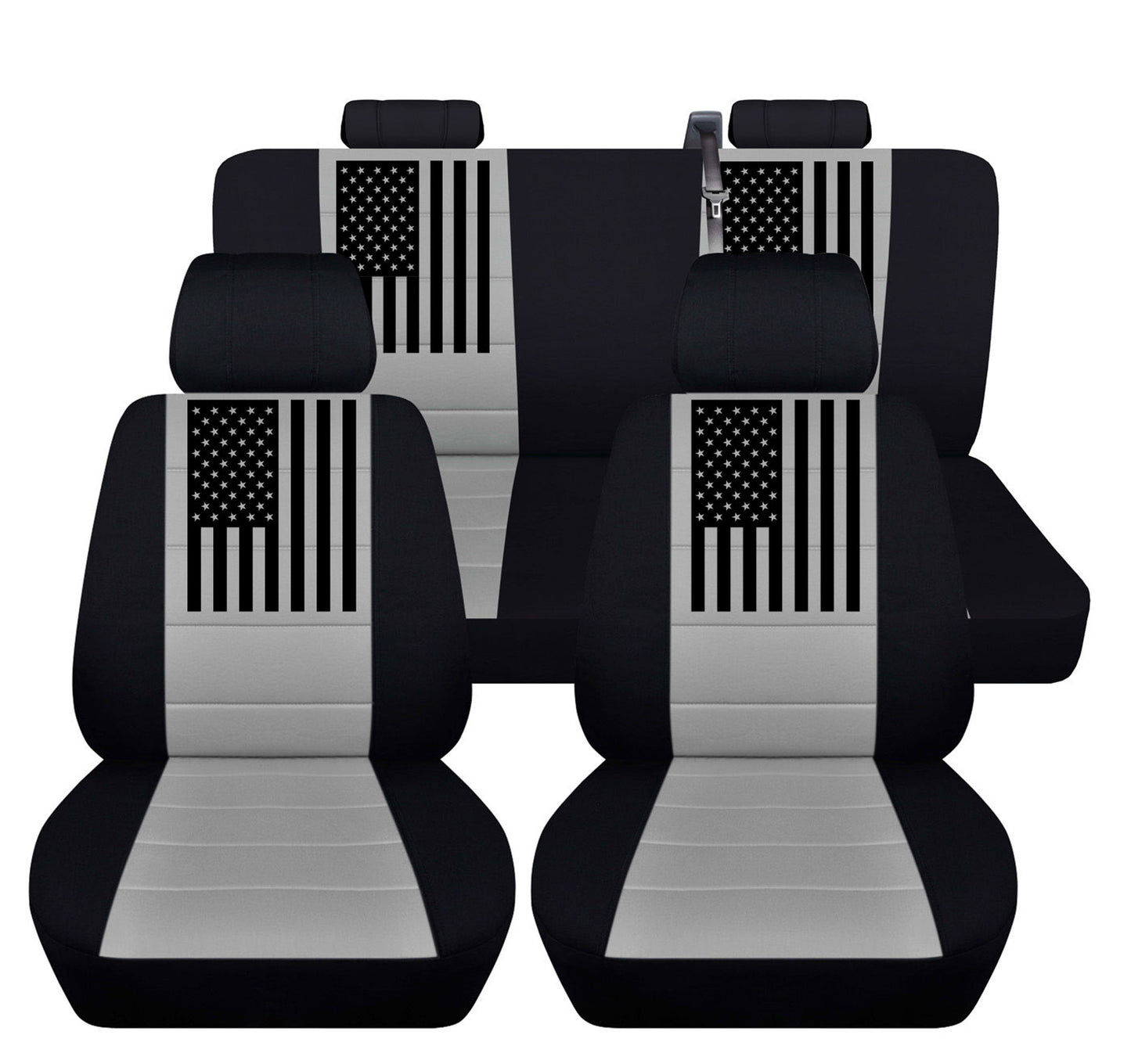 Truck Seat Covers for Ford F150 2015–2018 Front and Rear Comfortable Patriotic Truck Seat Covers with American Flag