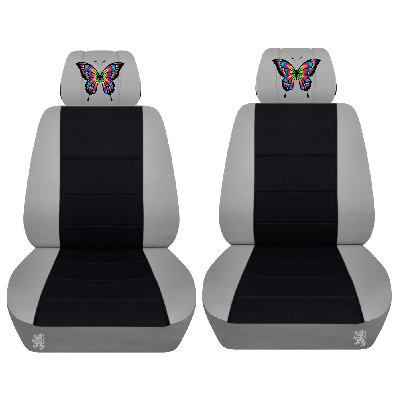 Two Front Seat Covers Fits a 2015-2020 Toyota Camry Colored Frame with a Black Insert and a Butterfly Airbag Friendly