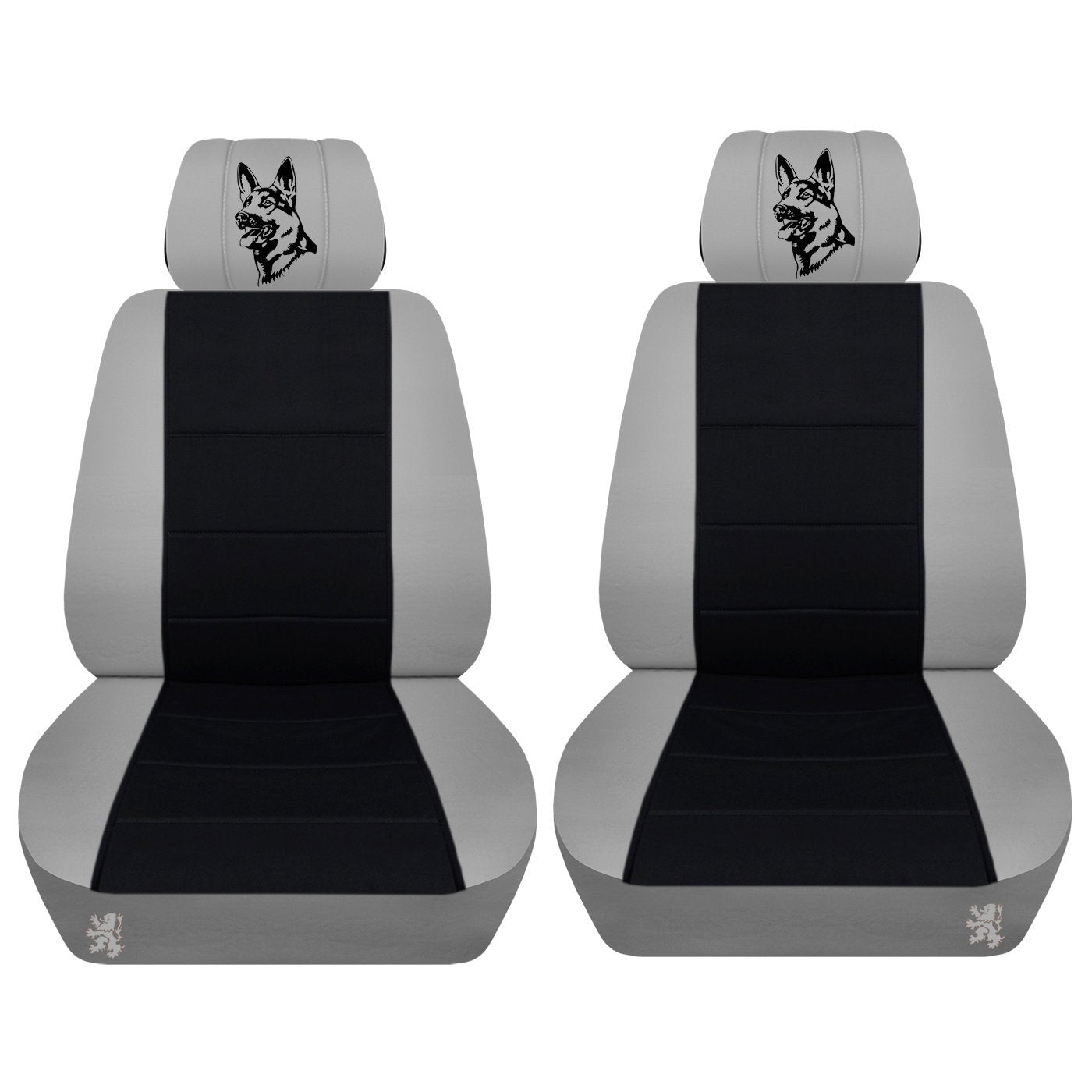 Two Front Seat Covers Fits a Toyota Camry Colored Frame with a Black Insert and a German Sheppard Airbag Friendly