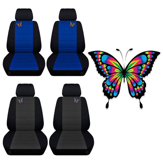 Two Front Seat Covers Fits a Toyota Corolla with a Butterfly Embroidered on the Insert of the Seat Covers Airbag Friendly