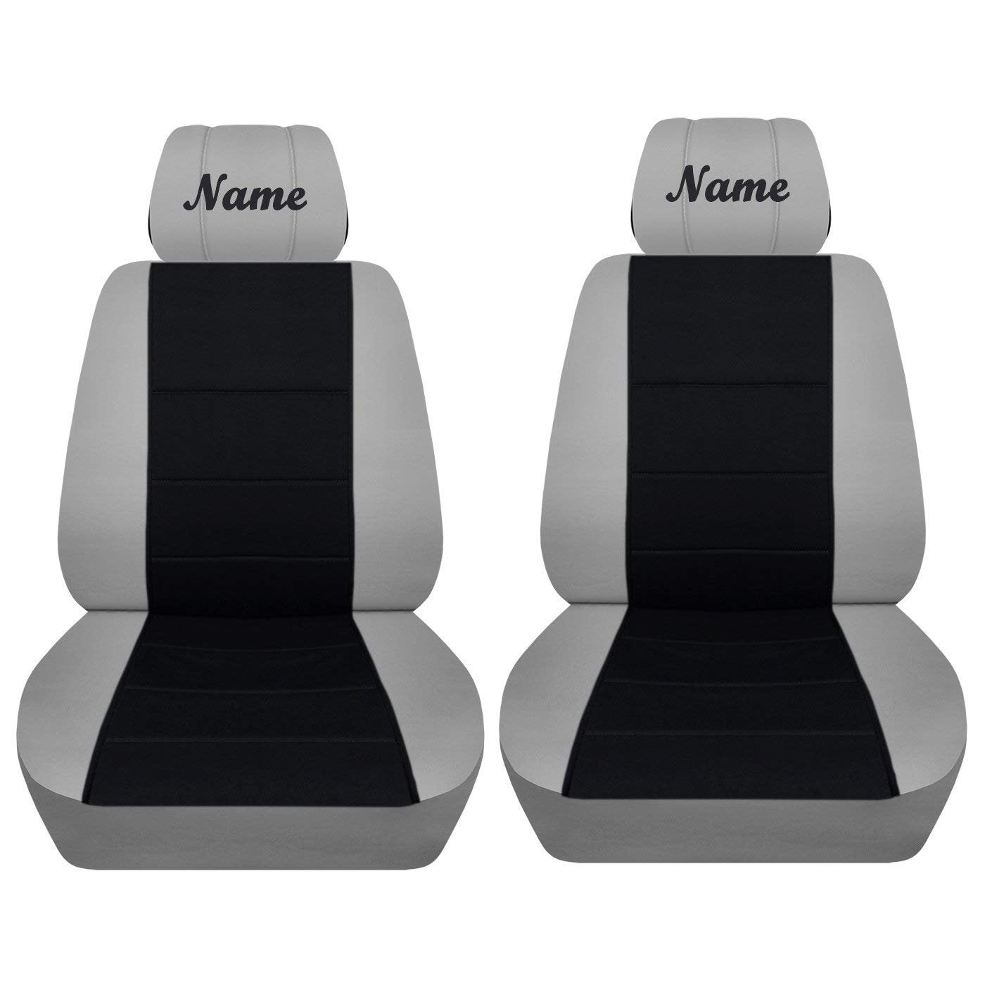 Seat Covers for Chevy Silverado - Front Bucket Chevy Seat Covers with Black Insert and Embroidered Name (Your Choice) Fits 2015 - 2018 Model