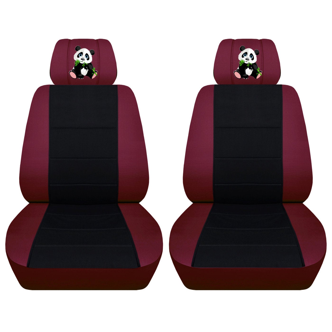 Jeep Wrangler JK Seat Covers - Front Bucket Seat Covers for 2011 to 2018 Jeep Wrangler JK - Airbag Friendly Embroidered Panda Car Seat Covers