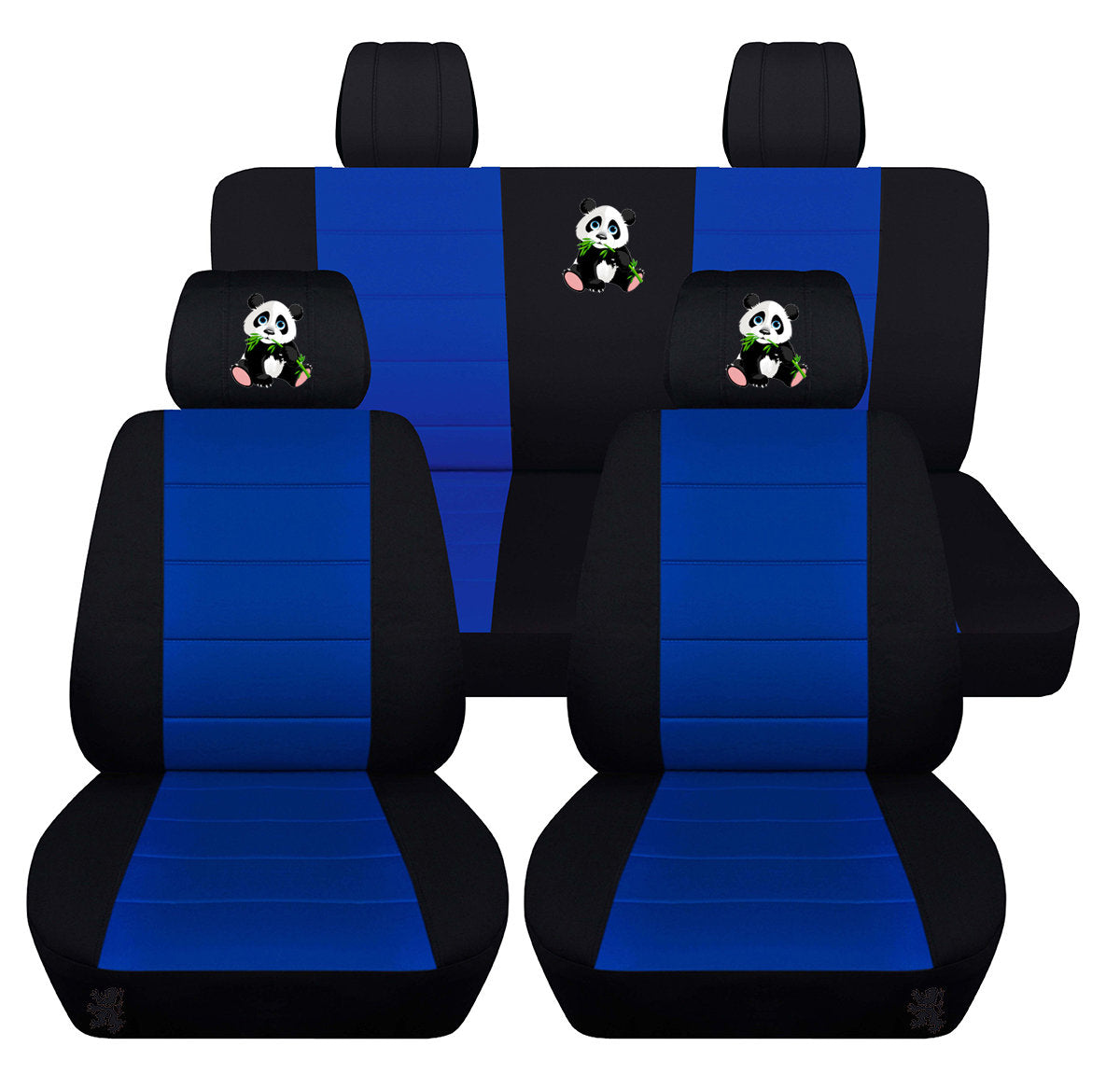 Jeep Wrangler JK Seat Covers - Front and Rear Seat Covers for 2011 to 2018 Jeep Wrangler JK - Airbag Friendly Embroidered Panda Car Seat Covers