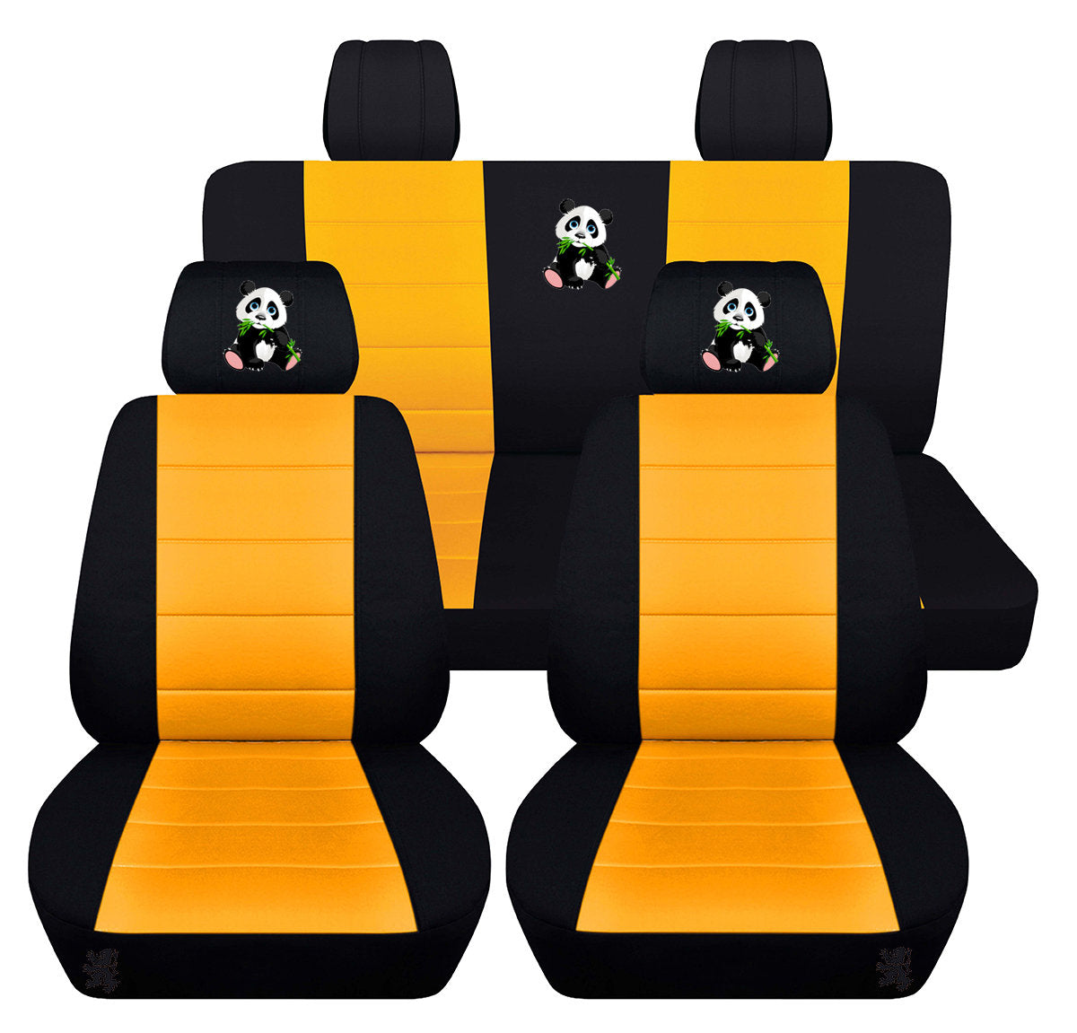 Jeep Wrangler JK Seat Covers - Front and Rear Seat Covers for 2011 to 2018 Jeep Wrangler JK - Airbag Friendly Embroidered Panda Car Seat Covers