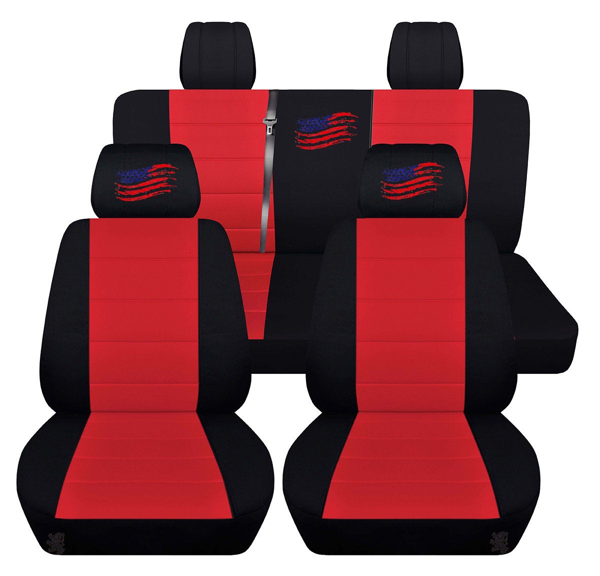 Jeep Wrangler JK Seat Covers - Front and Rear Seat Covers for 2011 to 2018 Jeep Wrangler JK - Airbag Friendly Embroidered Patriotic Car Seat Covers