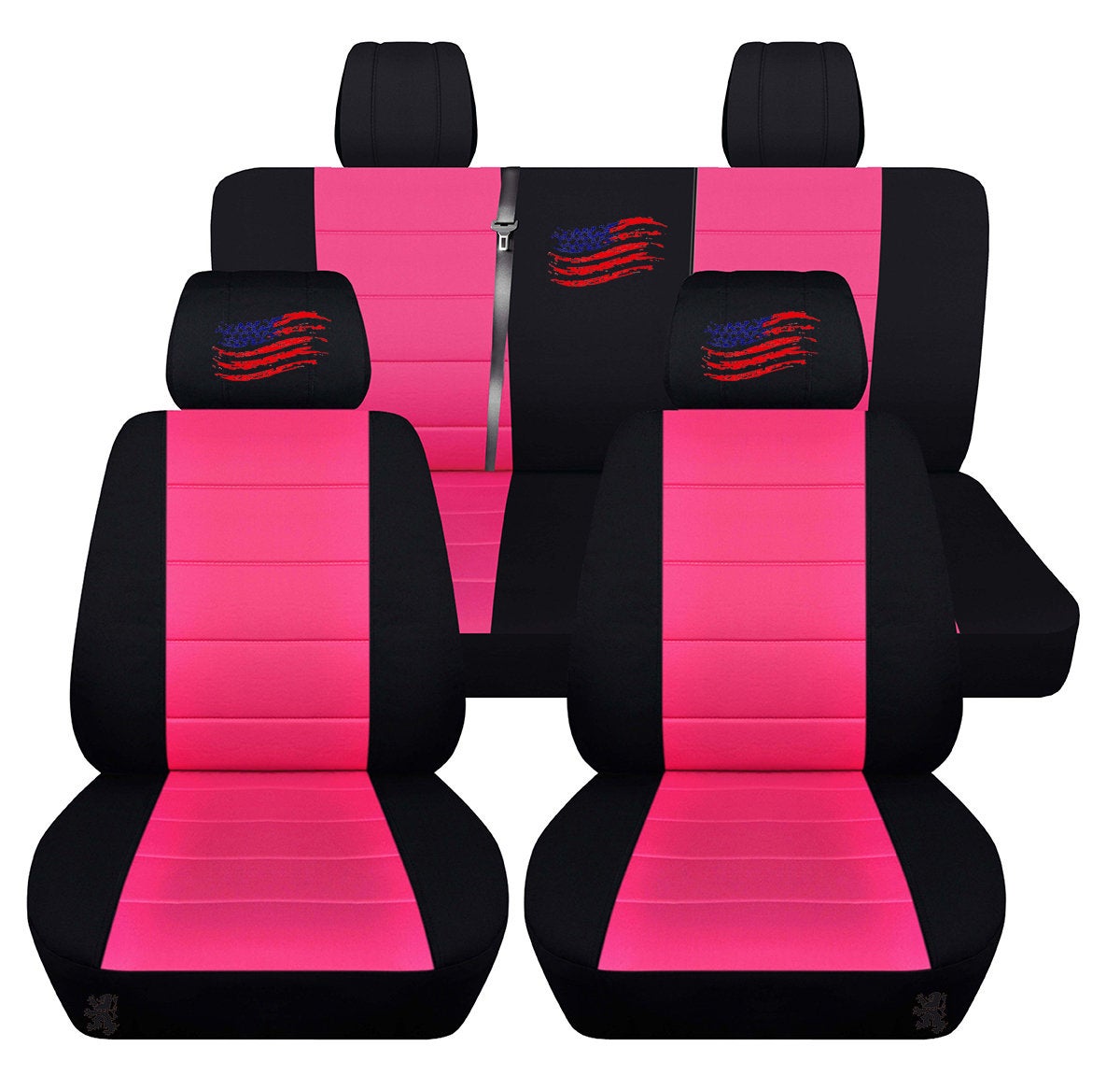 Jeep Wrangler JK Seat Covers - Front and Rear Seat Covers for 2011 to 2018 Jeep Wrangler JK - Airbag Friendly Embroidered Patriotic Car Seat Covers