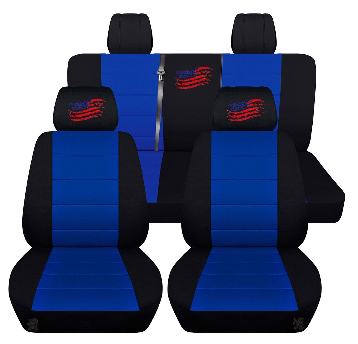 Jeep Wrangler JK Seat Covers - Front and Rear Seat Covers for 2011 to 2018 Jeep Wrangler JK - Airbag Friendly Embroidered Patriotic Car Seat Covers