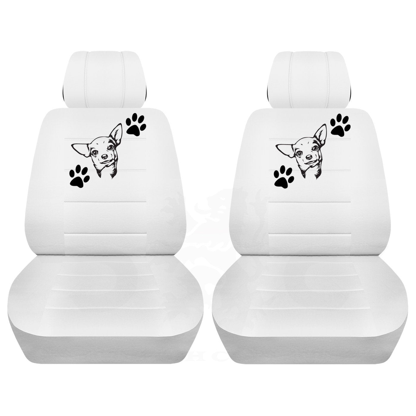 Two Front Seat Covers with a Chihuahua and Paw Prints Fits Honda CR-V Side Airbag Friendly