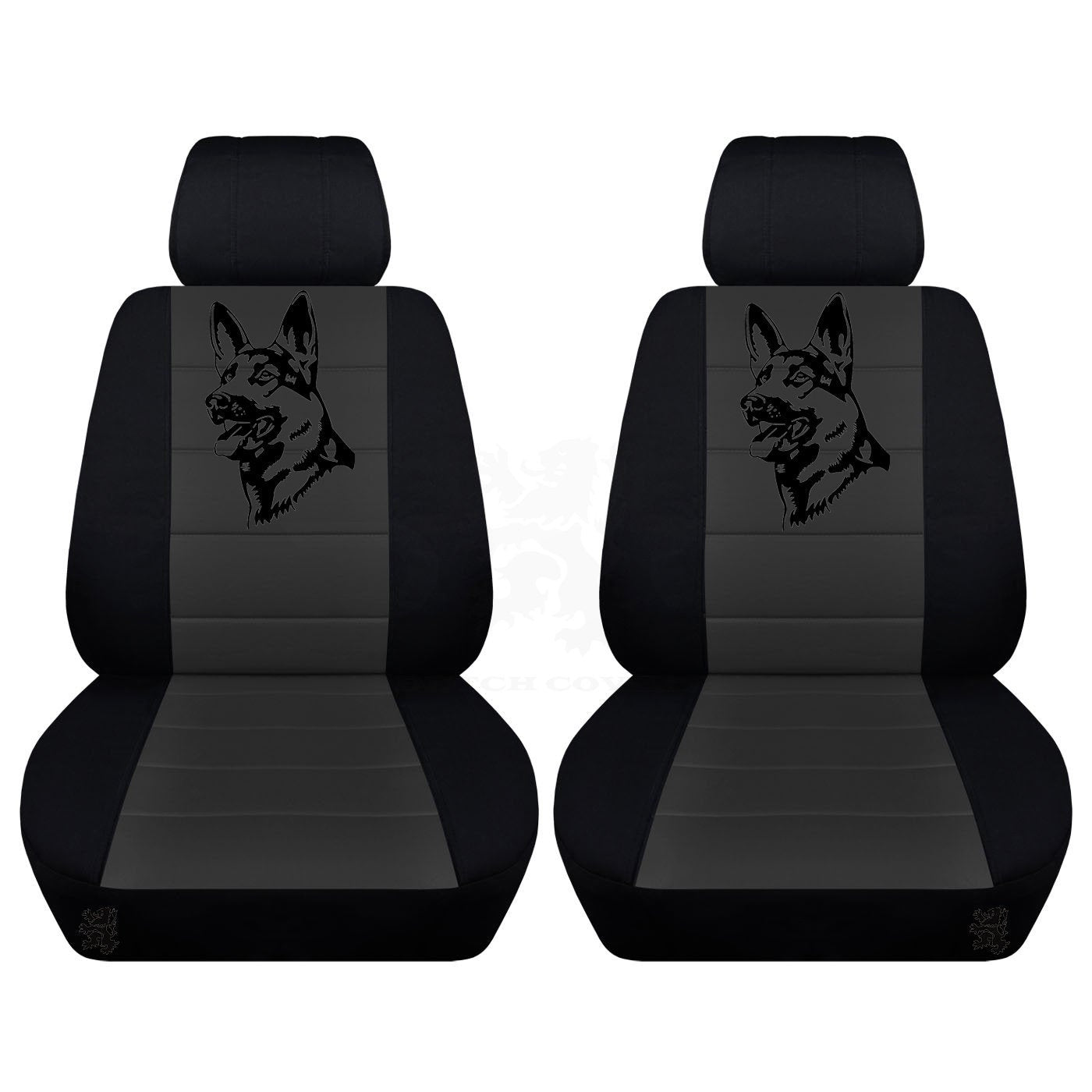 Two Front Two Tone Seat Covers with a German Sheppard Fits Honda CR-V Side Airbag Friendly