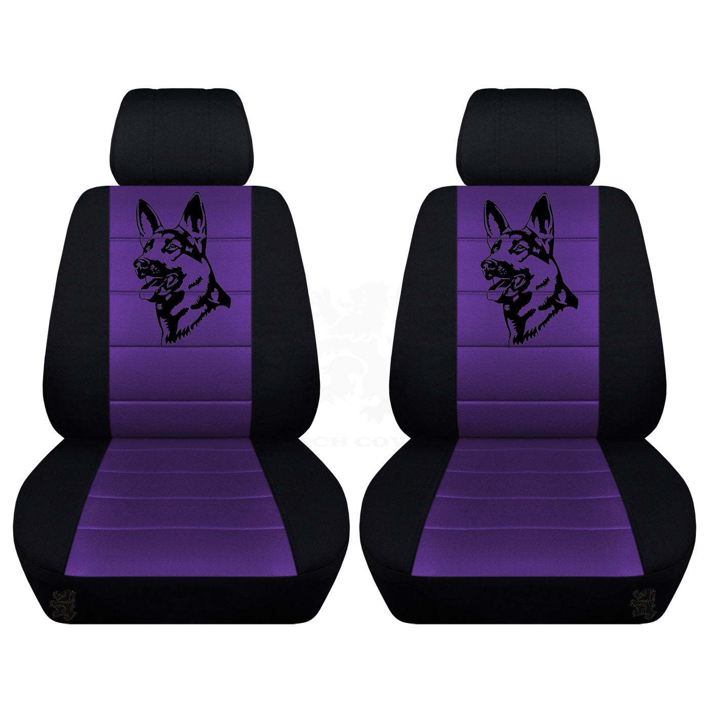 Two Front Two Tone Seat Covers with a German Sheppard Fits Honda CR-V Side Airbag Friendly