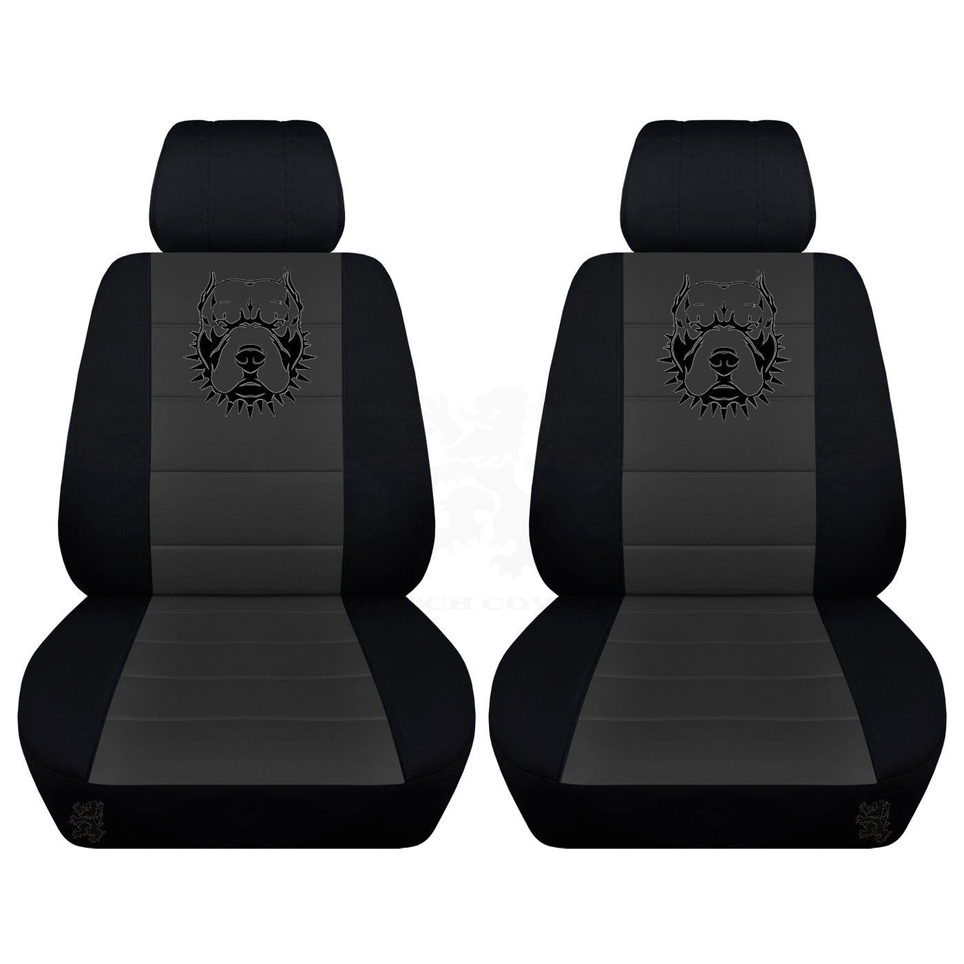 Two Front Two Tone Seat Covers with a Pitbull Fits Honda CR-V Side Airbag Friendly