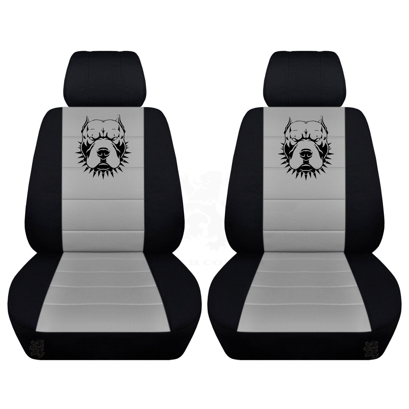 Two Front Two Tone Seat Covers with a Pitbull Fits Honda CR-V Side Airbag Friendly