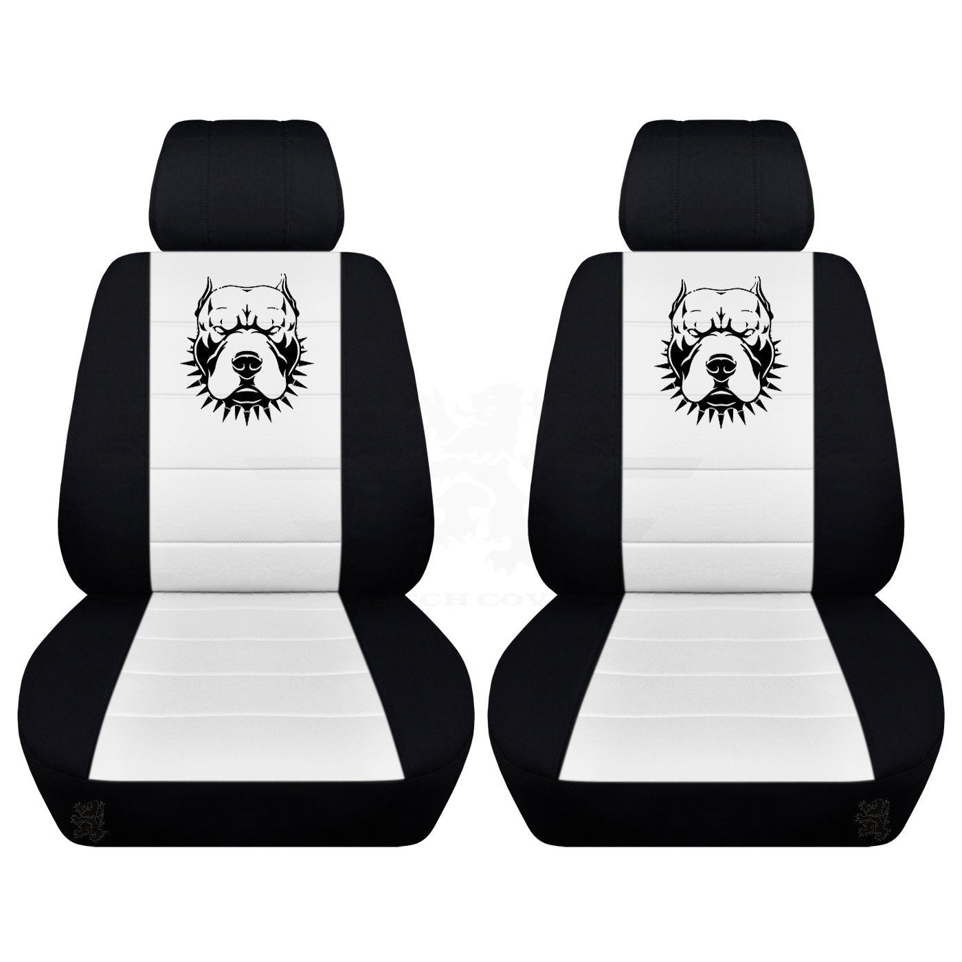 Two Front Two Tone Seat Covers with a Pitbull Fits Honda CR-V Side Airbag Friendly