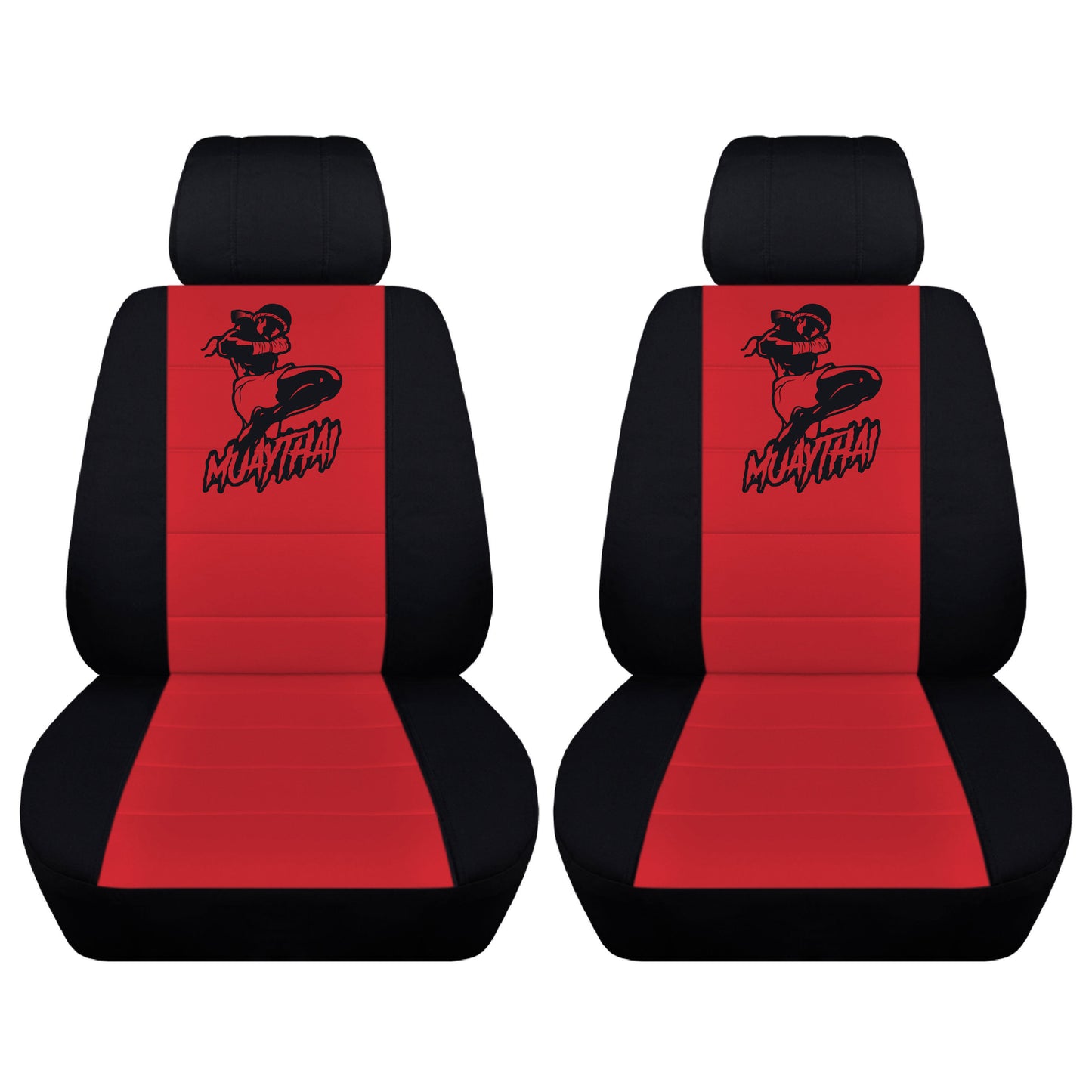 Two Front Two Tone Seat Covers with a Muay Thai 8 Limbs Design Fits Honda CR-V Side Airbag Friendly